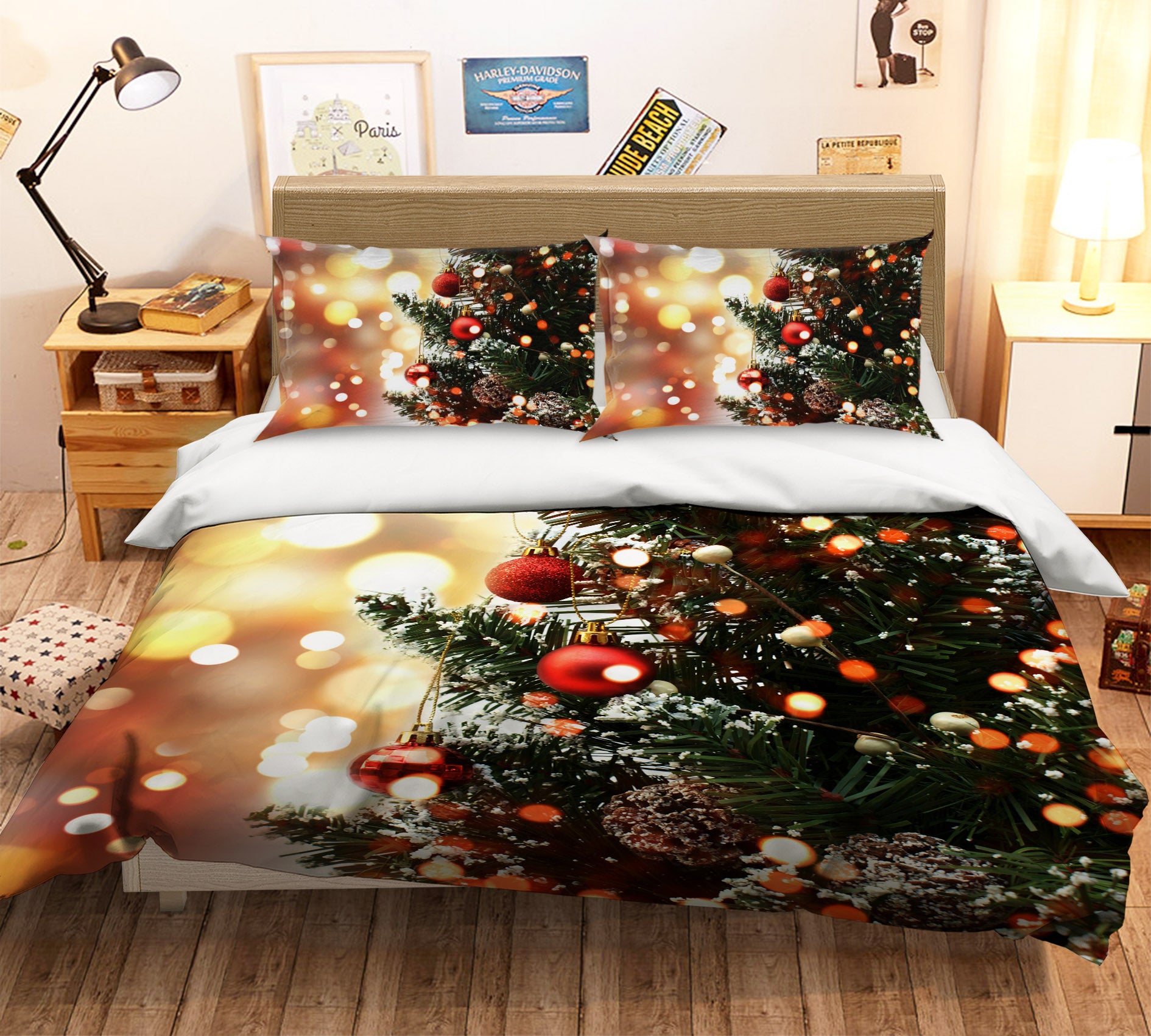 3D Tree Red Ball 61017 Bed Pillowcases Quilt