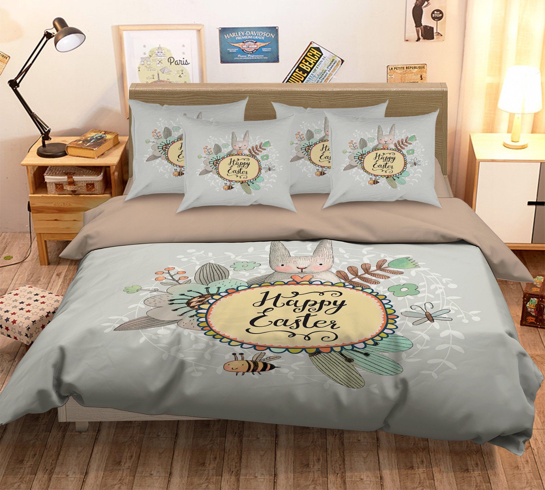 3D Rabbit Plant 028 Bed Pillowcases Quilt Wallpaper AJ Wallpaper