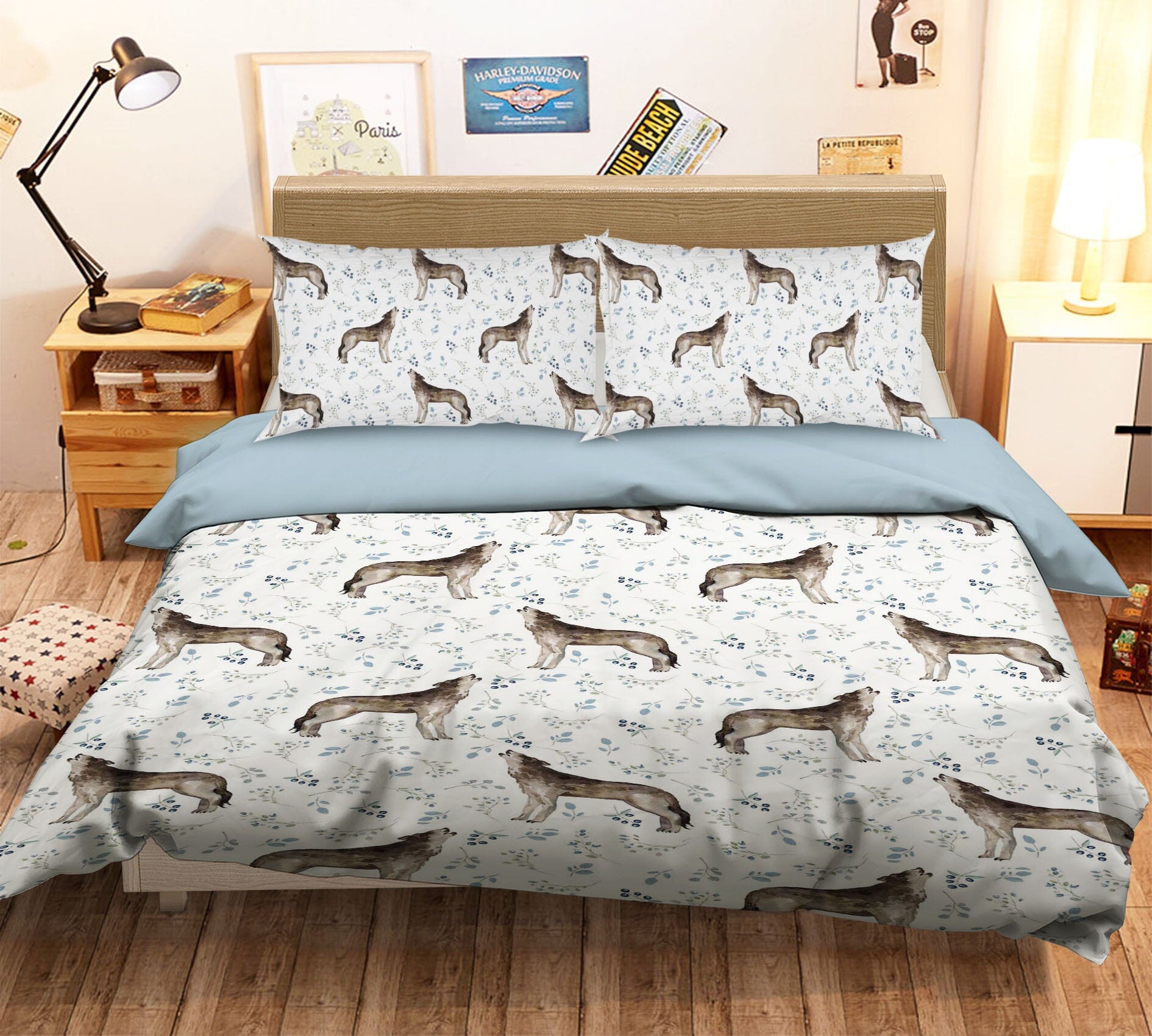 3D Wolf Pattern 193 Uta Naumann Bedding Bed Pillowcases Quilt Quiet Covers AJ Creativity Home