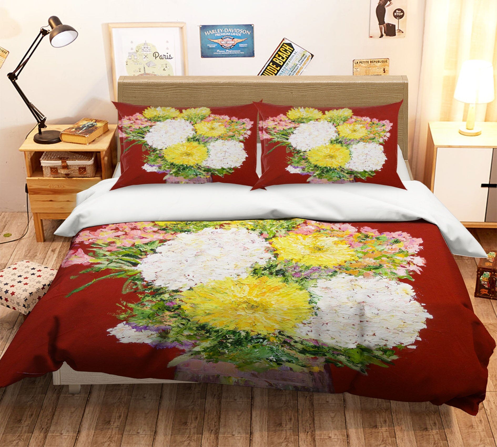 3D Paint Chrysanthemum 1090 Allan P. Friedlander Bedding Bed Pillowcases Quilt Quiet Covers AJ Creativity Home