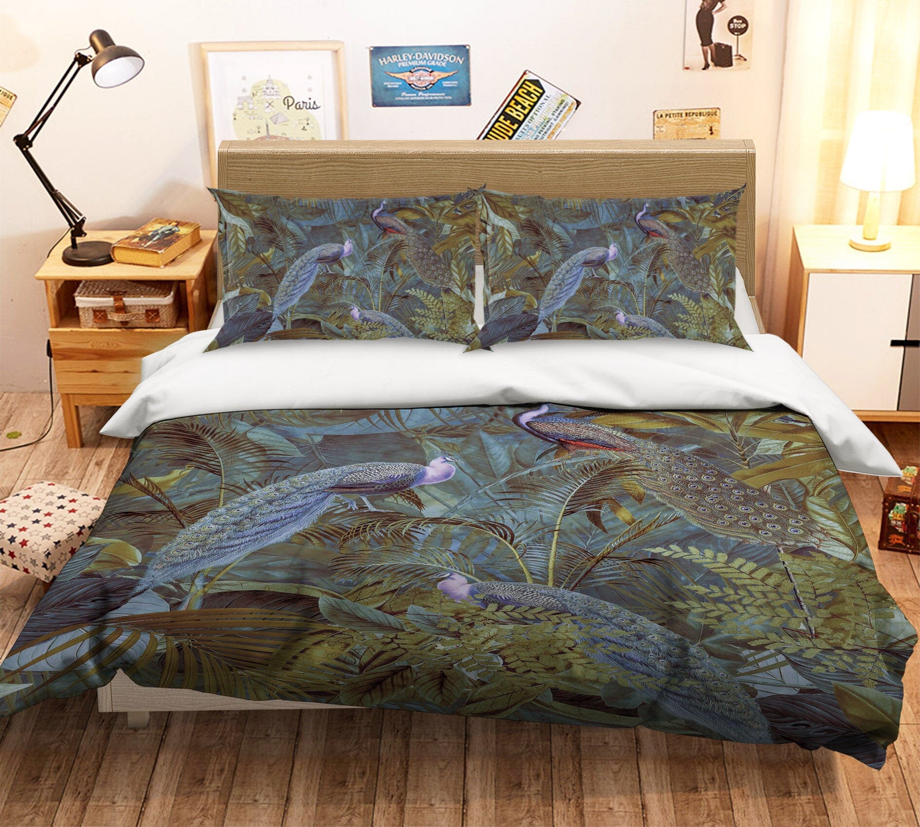 3D Night Peacock 114 Andrea haase Bedding Bed Pillowcases Quilt Quiet Covers AJ Creativity Home