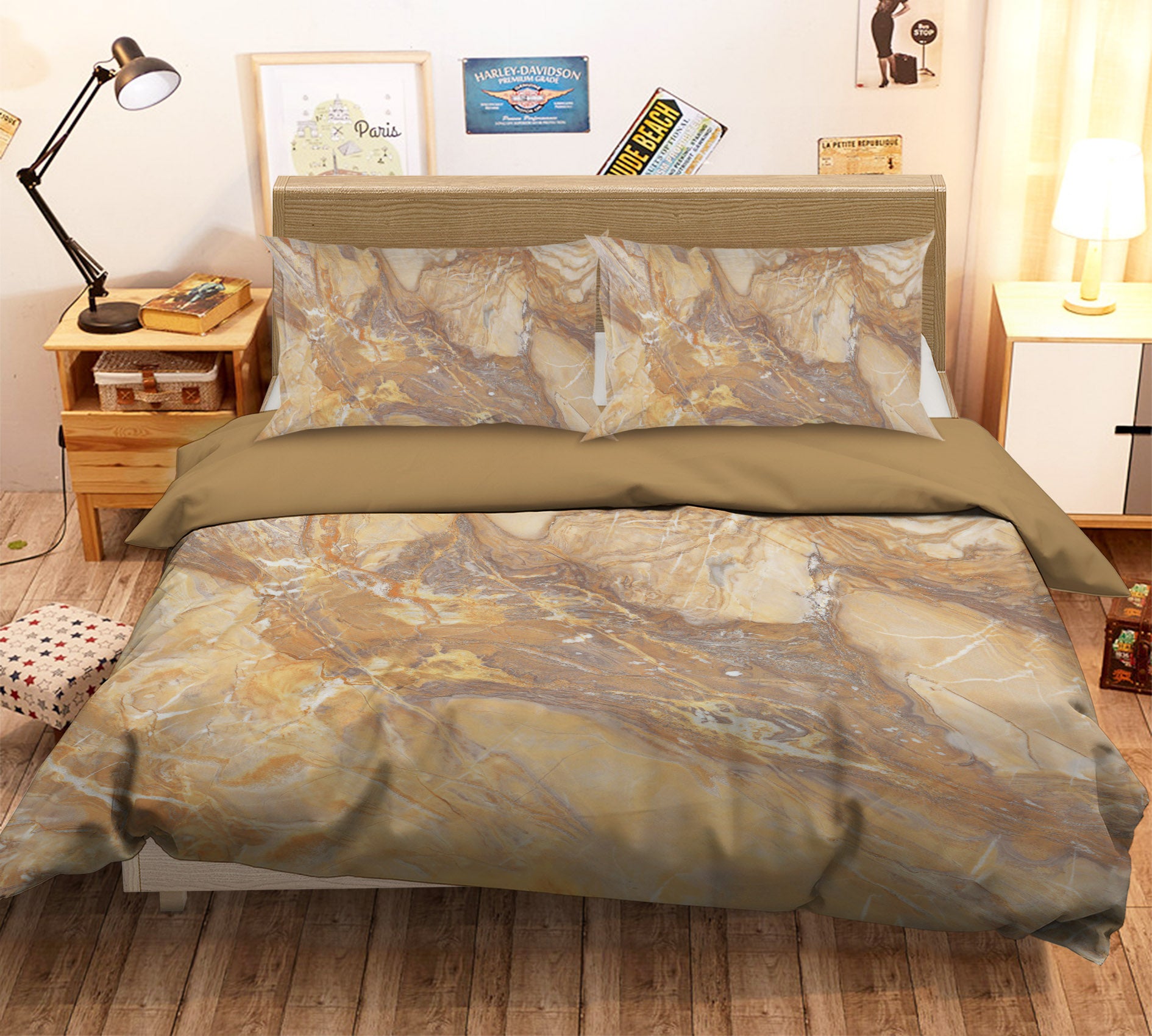 3D Yellow Marble Pattern 16006 Bed Pillowcases Quilt