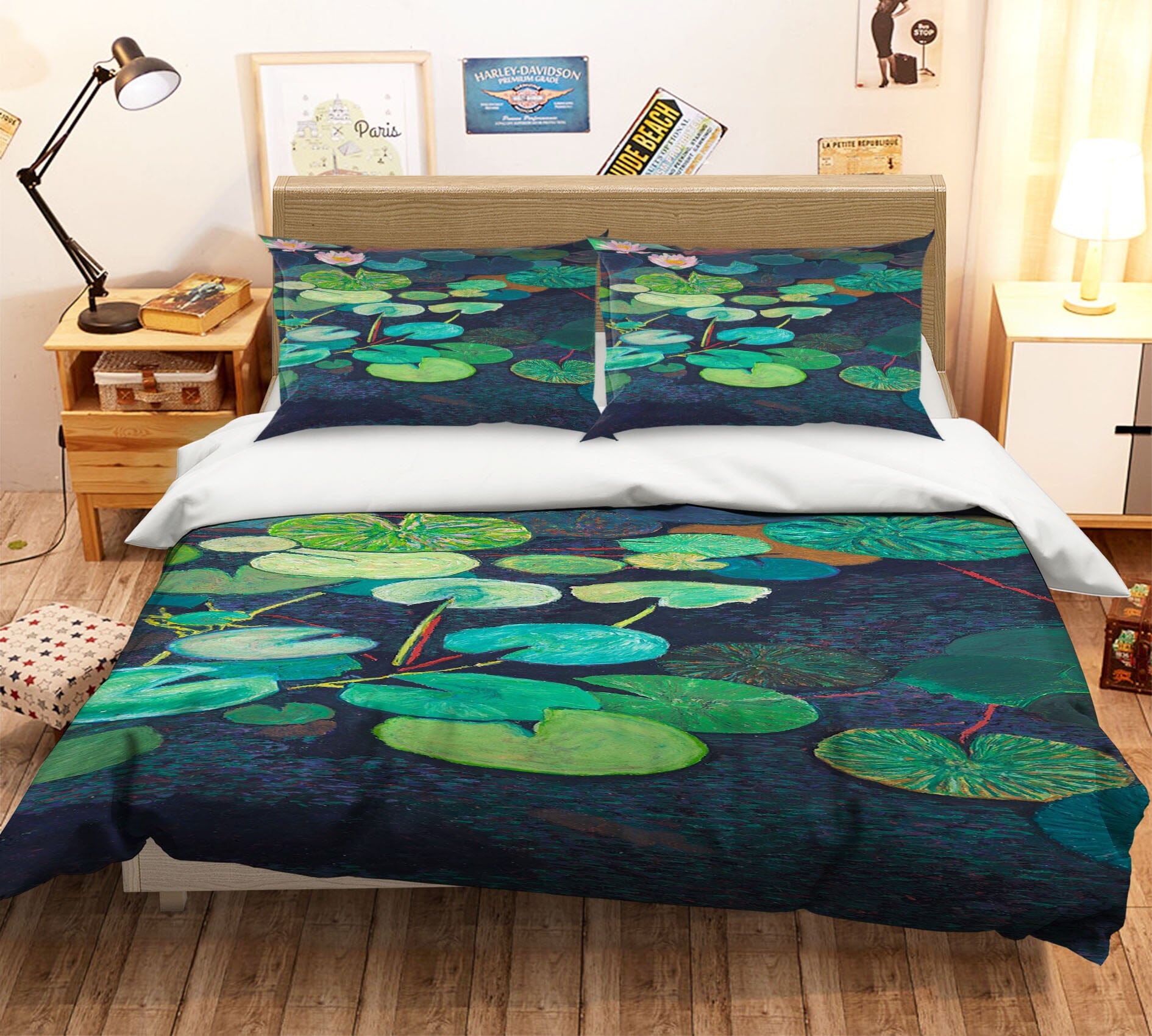 3D Green Lotus Leaf 1107 Allan P. Friedlander Bedding Bed Pillowcases Quilt Quiet Covers AJ Creativity Home