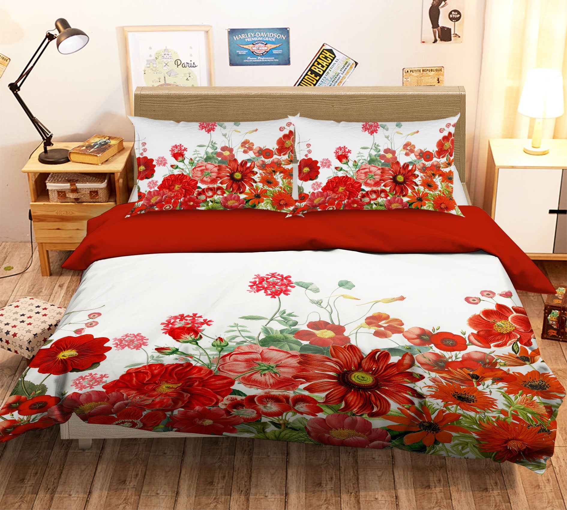 3D Red Flower Field 045 Uta Naumann Bedding Bed Pillowcases Quilt