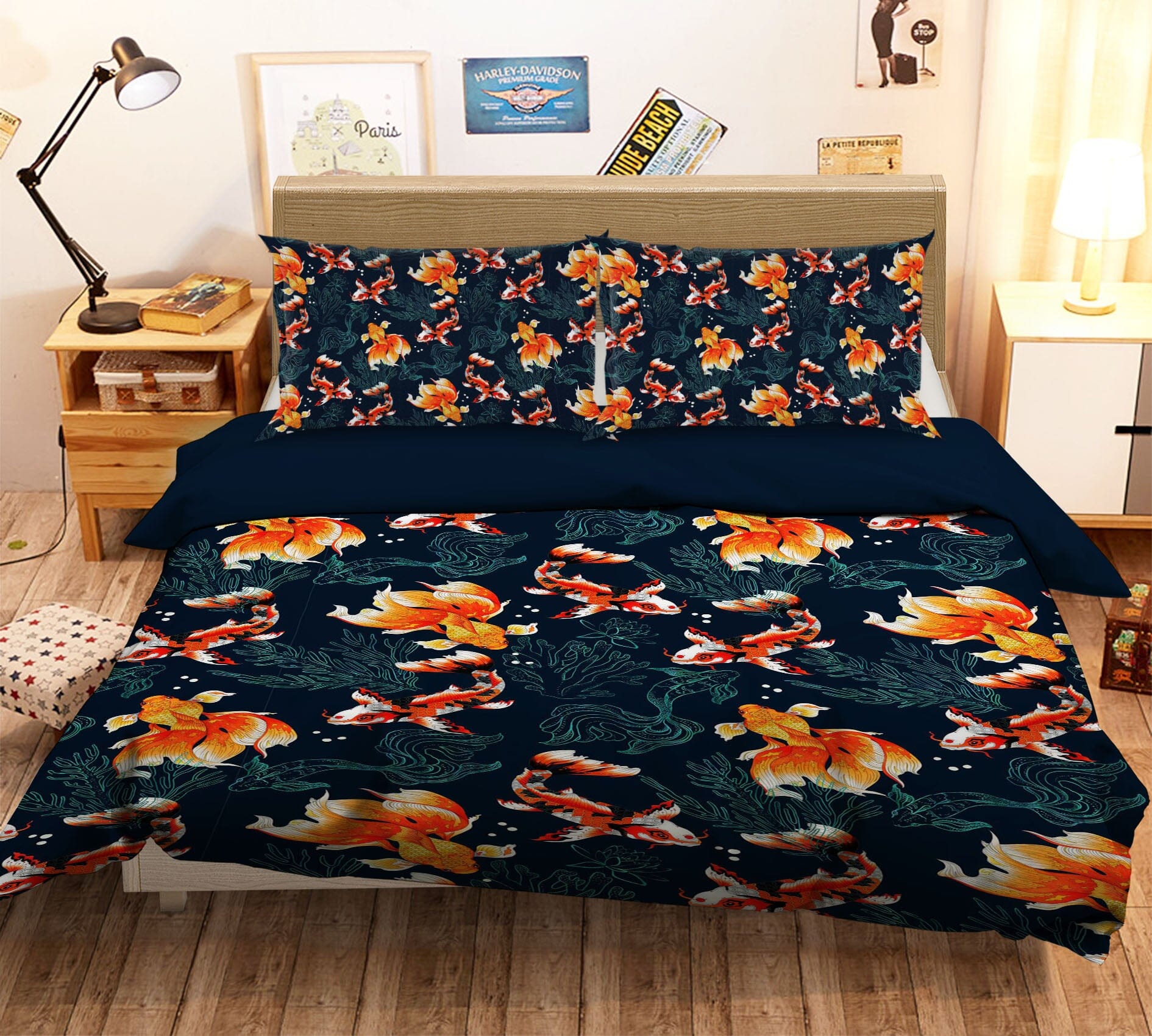3D Orange Koi 189 Uta Naumann Bedding Bed Pillowcases Quilt Quiet Covers AJ Creativity Home
