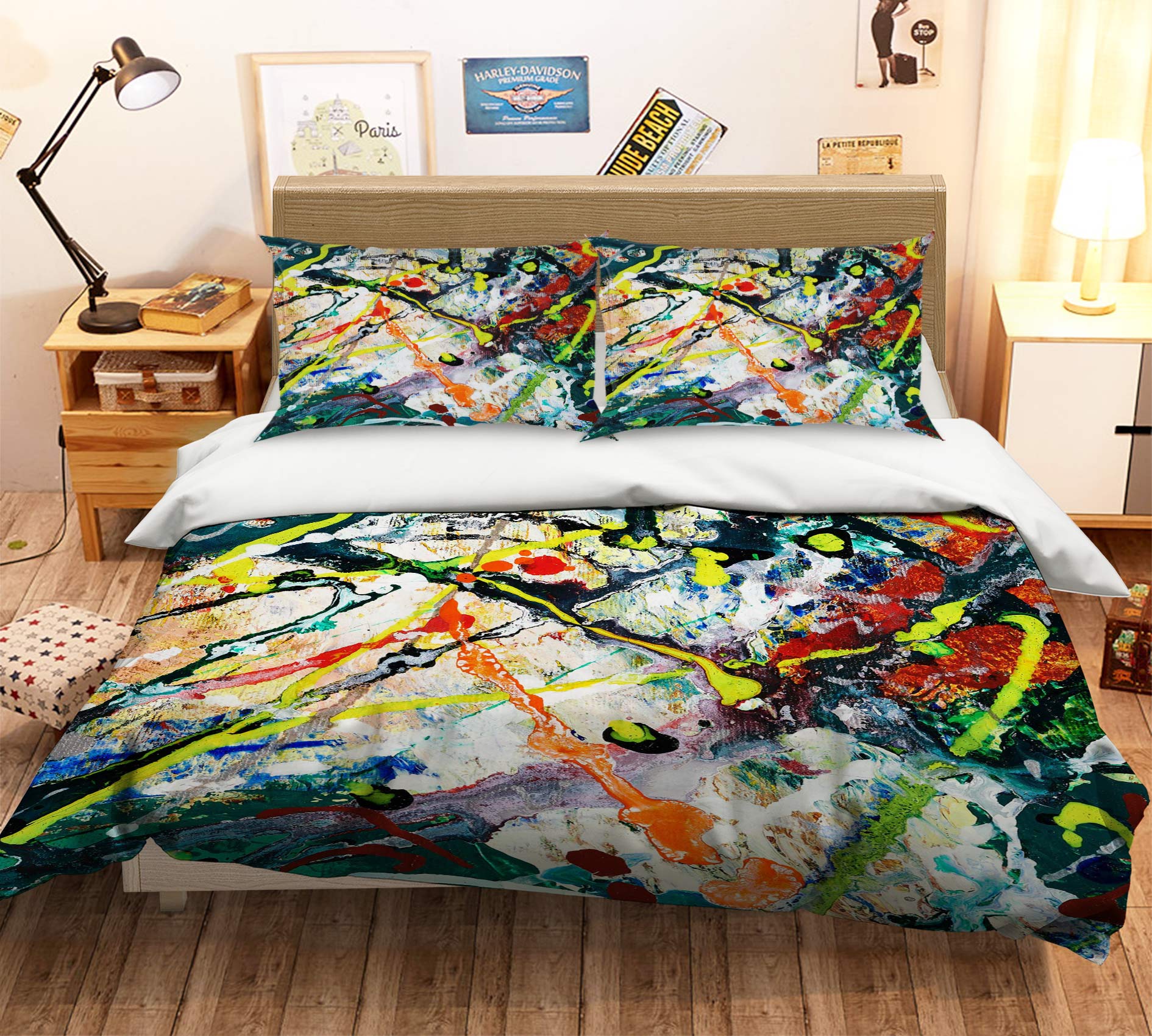 3D Color Pigment 16182 Bed Pillowcases Quilt