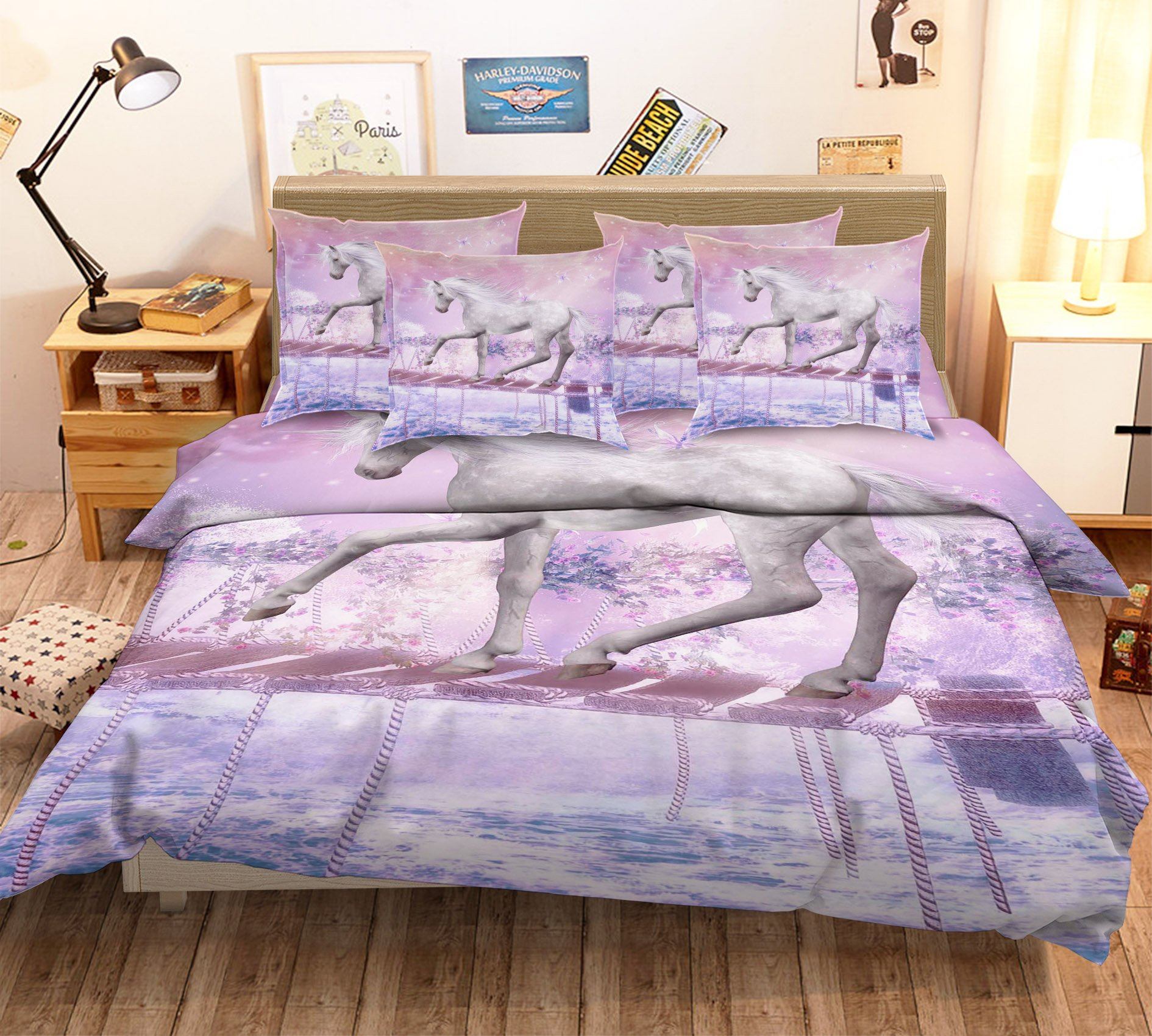 3D Drawbridge Horse 10 Bed Pillowcases Quilt Wallpaper AJ Wallpaper