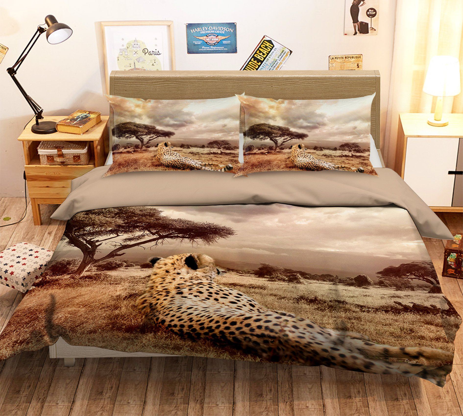3D African Leopard 1925 Bed Pillowcases Quilt Quiet Covers AJ Creativity Home
