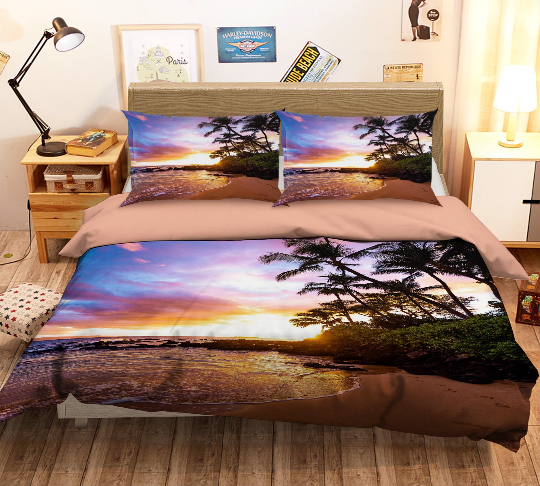 3D Beach Coconut Tree 15157 Bed Pillowcases Quilt