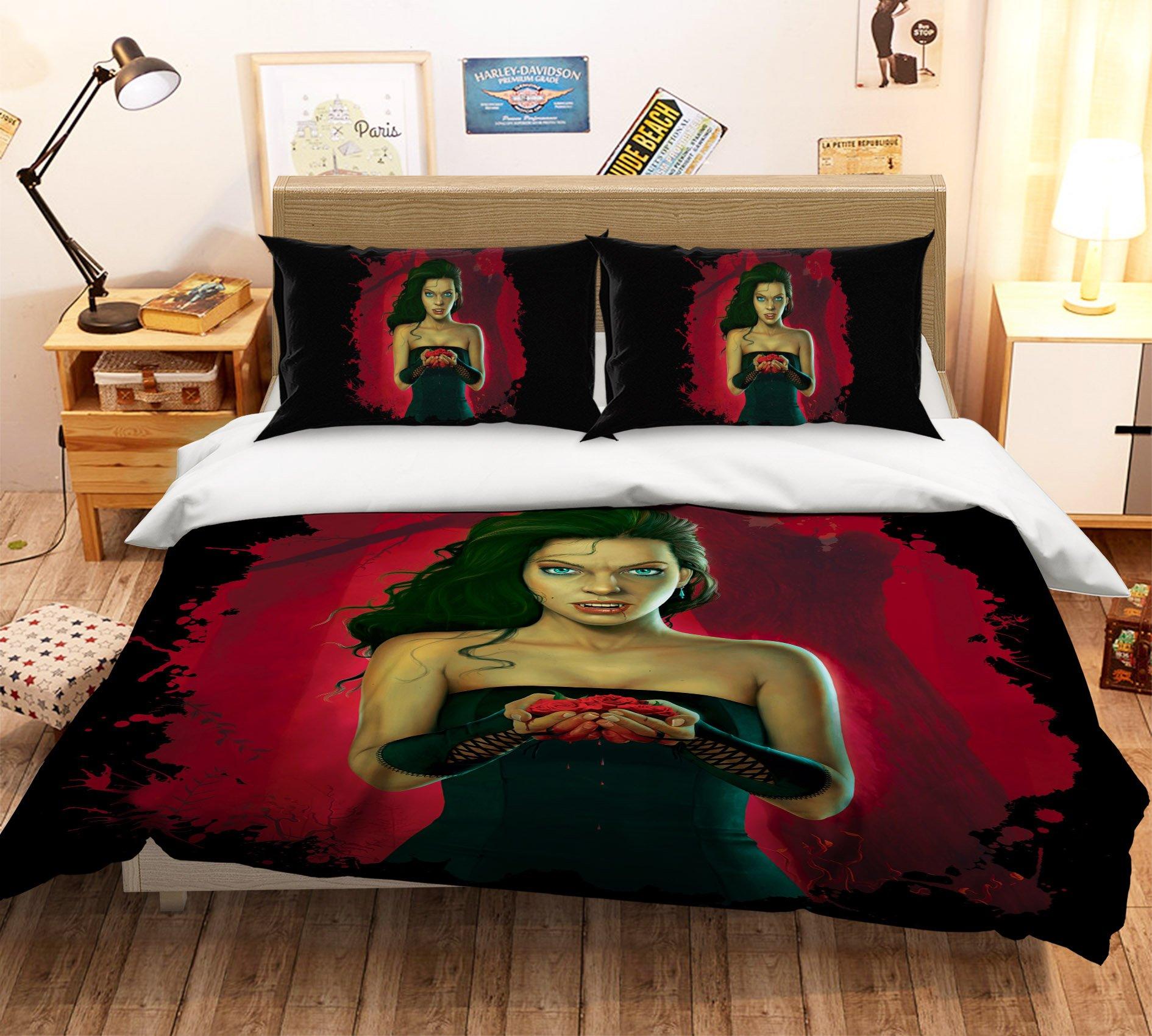 3D Blood Roses Woman 021 Bed Pillowcases Quilt Exclusive Designer Vincent Quiet Covers AJ Creativity Home