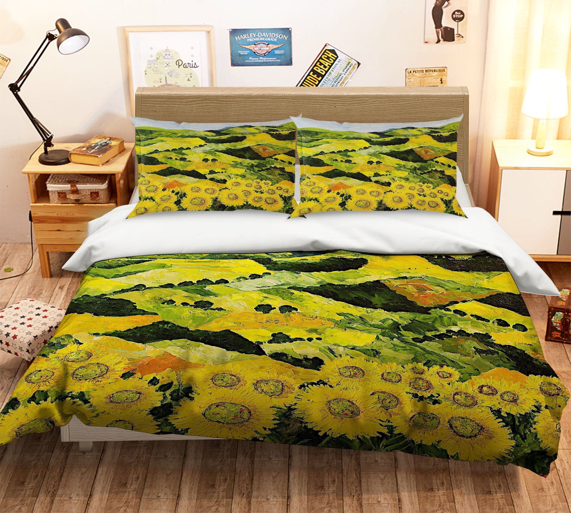 3D Sunflowers Field 1057 Allan P. Friedlander Bedding Bed Pillowcases Quilt Quiet Covers AJ Creativity Home