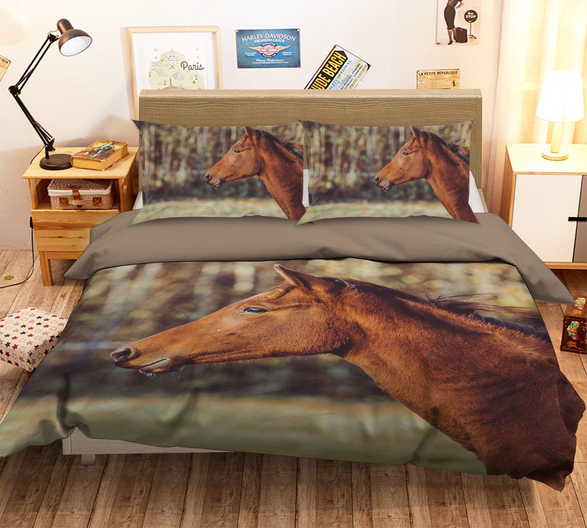 3D Forest Horse 1907 Bed Pillowcases Quilt Quiet Covers AJ Creativity Home
