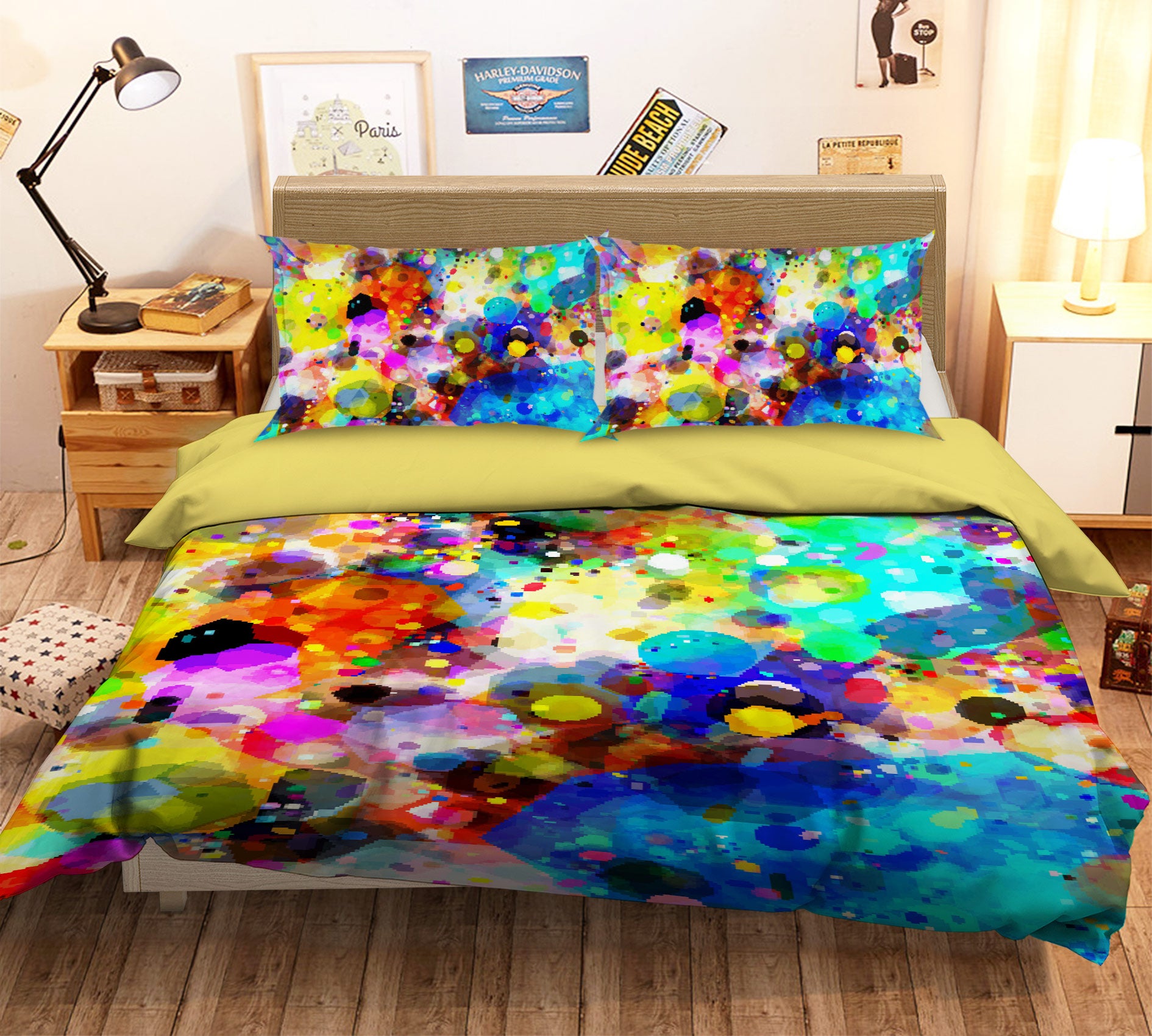 3D Watercolor Circle 14037 Bed Pillowcases Quilt