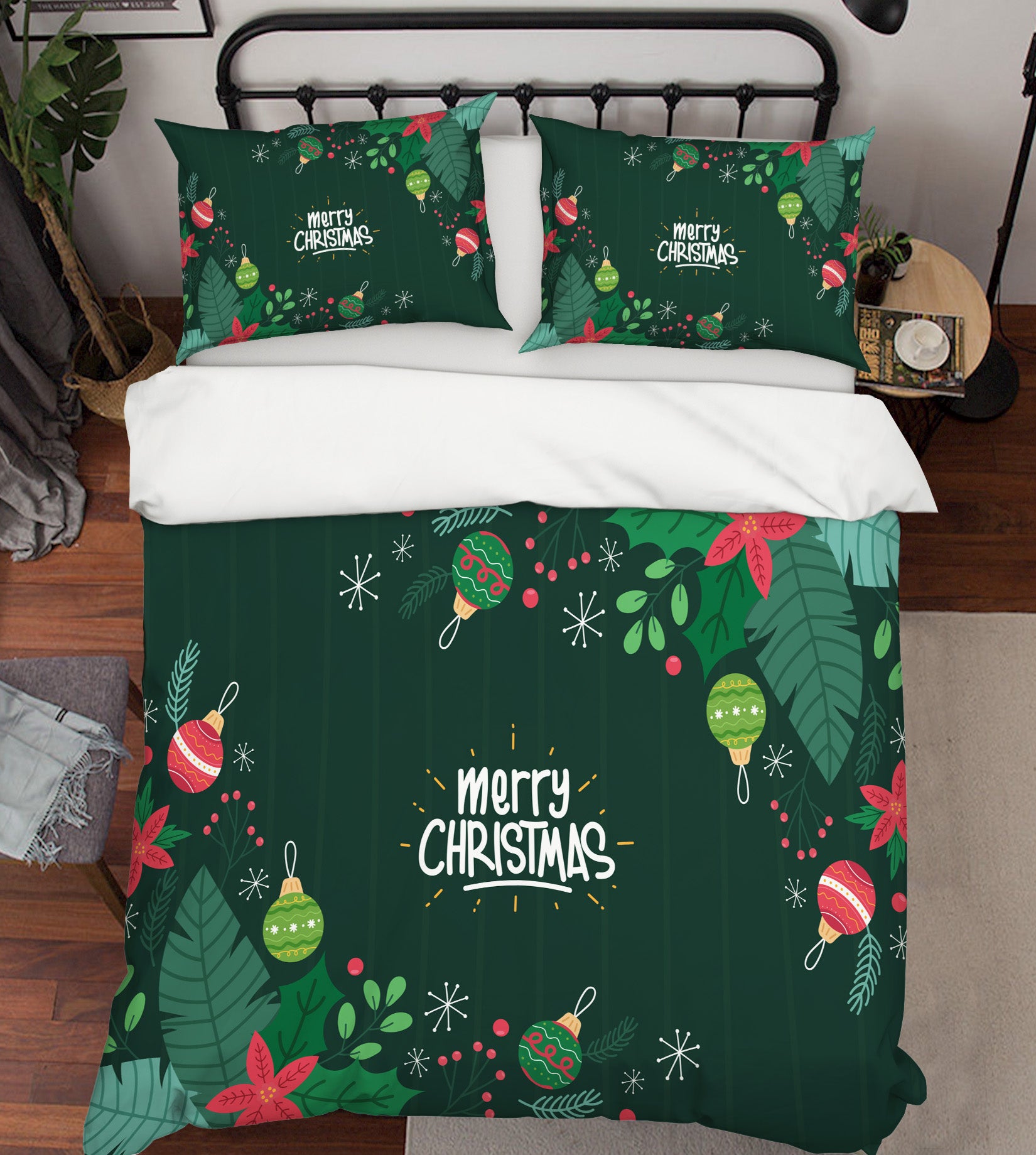 3D Green Leaf Colored Balls 61048 Bed Pillowcases Quilt