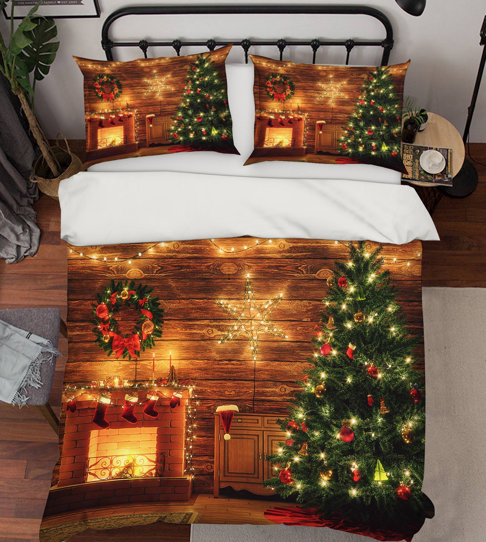 3D Tree Fireplace 51044 Christmas Quilt Duvet Cover Xmas Bed Pillowcases
