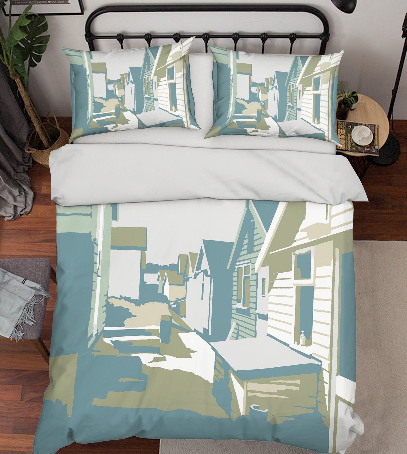 3D Mudeford Beach Huts 2029 Steve Read Bedding Bed Pillowcases Quilt Quiet Covers AJ Creativity Home