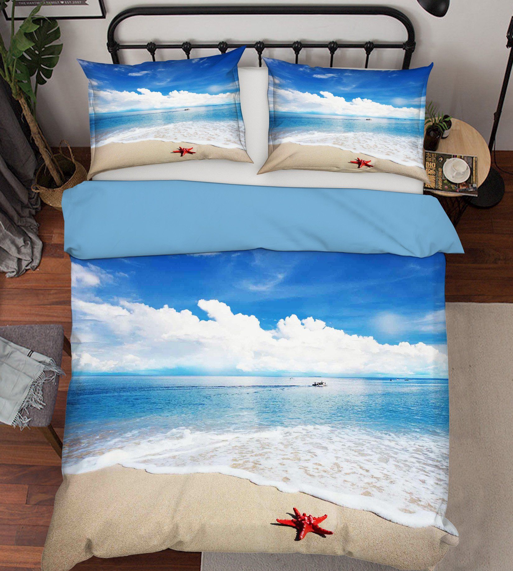 3D Beach Red Starfish 220 Bed Pillowcases Quilt Wallpaper AJ Wallpaper