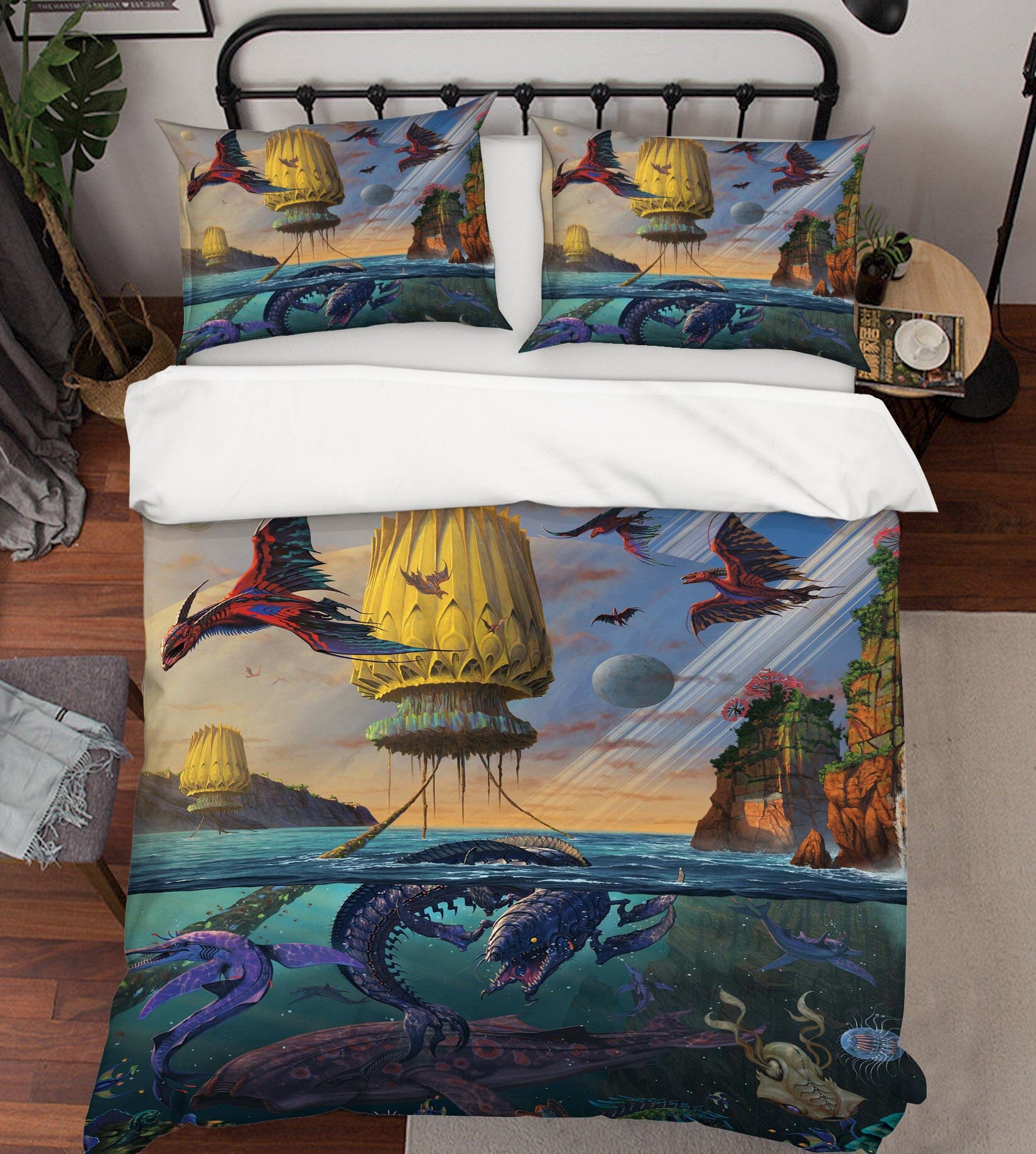 3D Pterosaur Whale 035 Bed Pillowcases Quilt Exclusive Designer Vincent Quiet Covers AJ Creativity Home