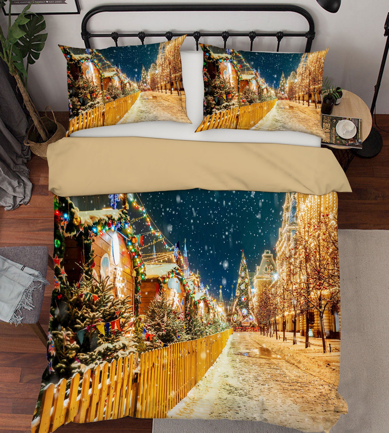 3D Snow Street 51006 Christmas Quilt Duvet Cover Xmas Bed Pillowcases