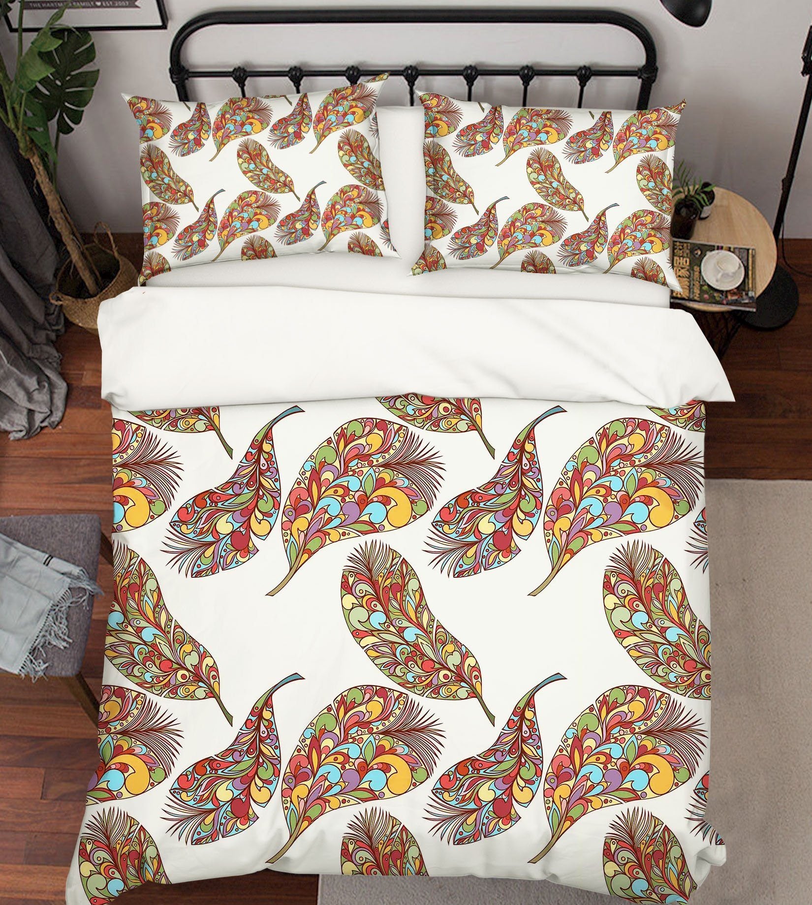 3D Feathers Pattern 172 Bed Pillowcases Quilt Wallpaper AJ Wallpaper