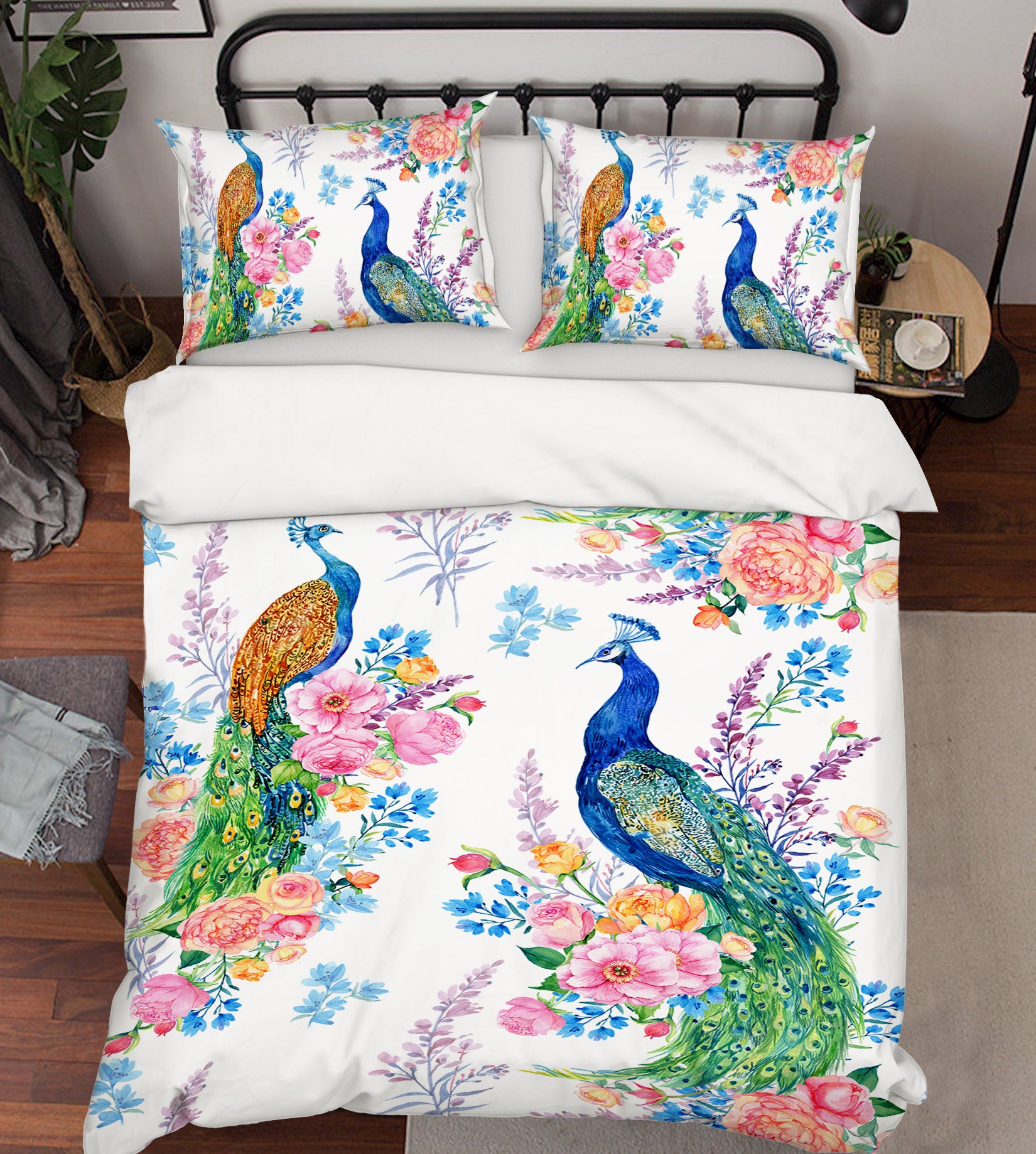 3D Peacock Flowers 15018 Bed Pillowcases Quilt