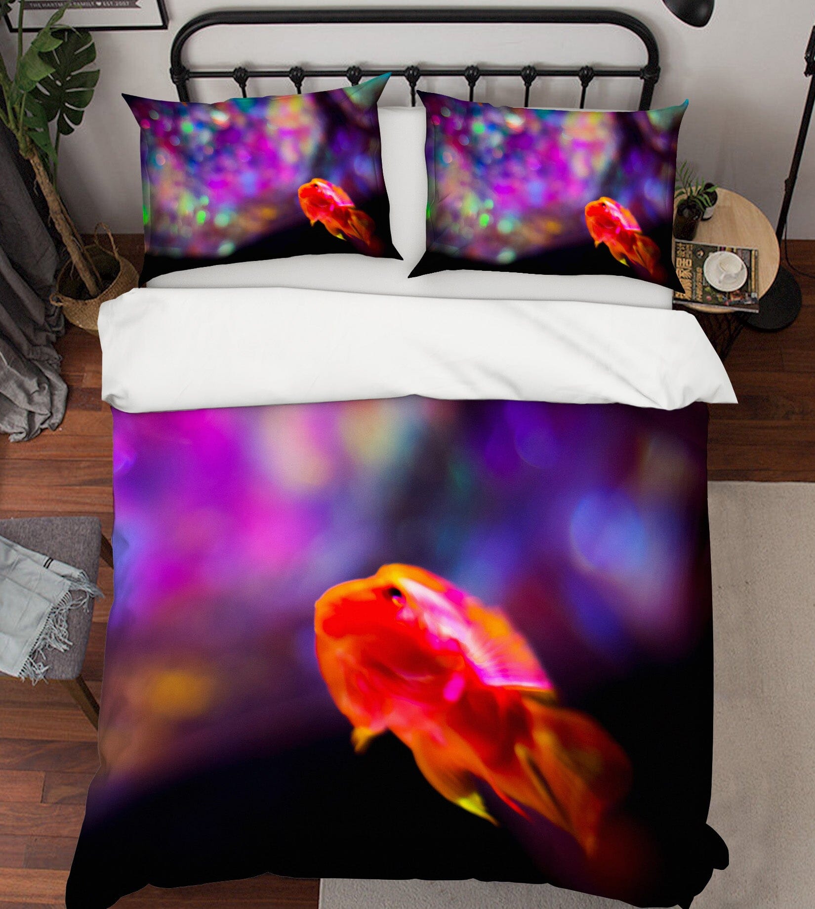 3D Goldfish Colored Lights 20118 Noirblanc777 Bedding Bed Pillowcases Quilt Quiet Covers AJ Creativity Home
