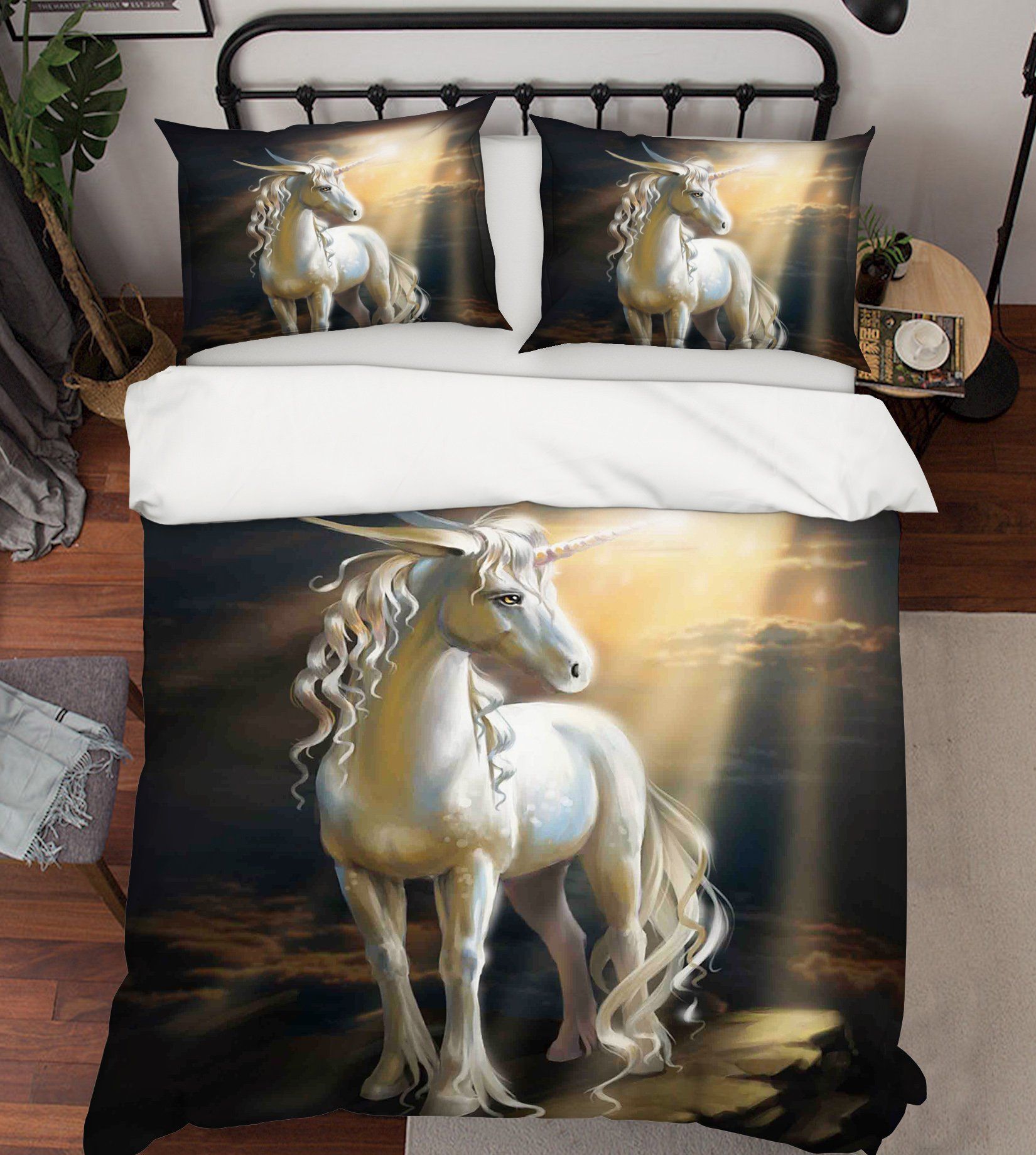 3D Ray Unicorn 019 Bed Pillowcases Quilt Wallpaper AJ Wallpaper