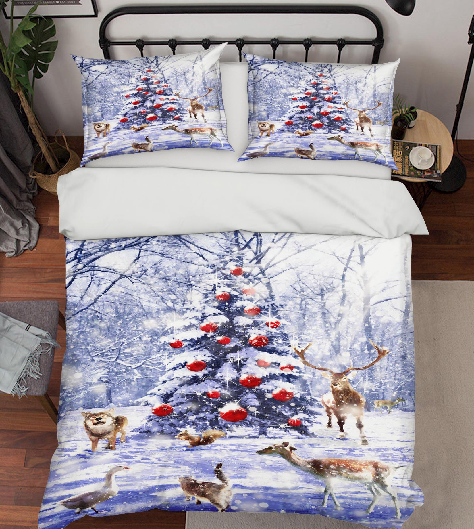 3D Snow Tree Deer 50028 Christmas Quilt Duvet Cover Xmas Bed Pillowcases
