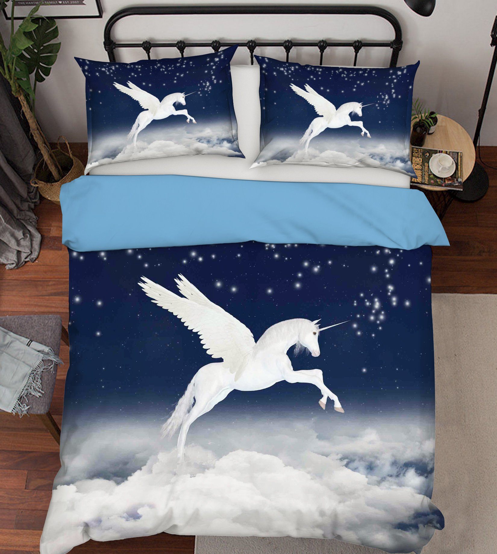 3D Flying White Clouds Unicorn 042 Bed Pillowcases Quilt Wallpaper AJ Wallpaper