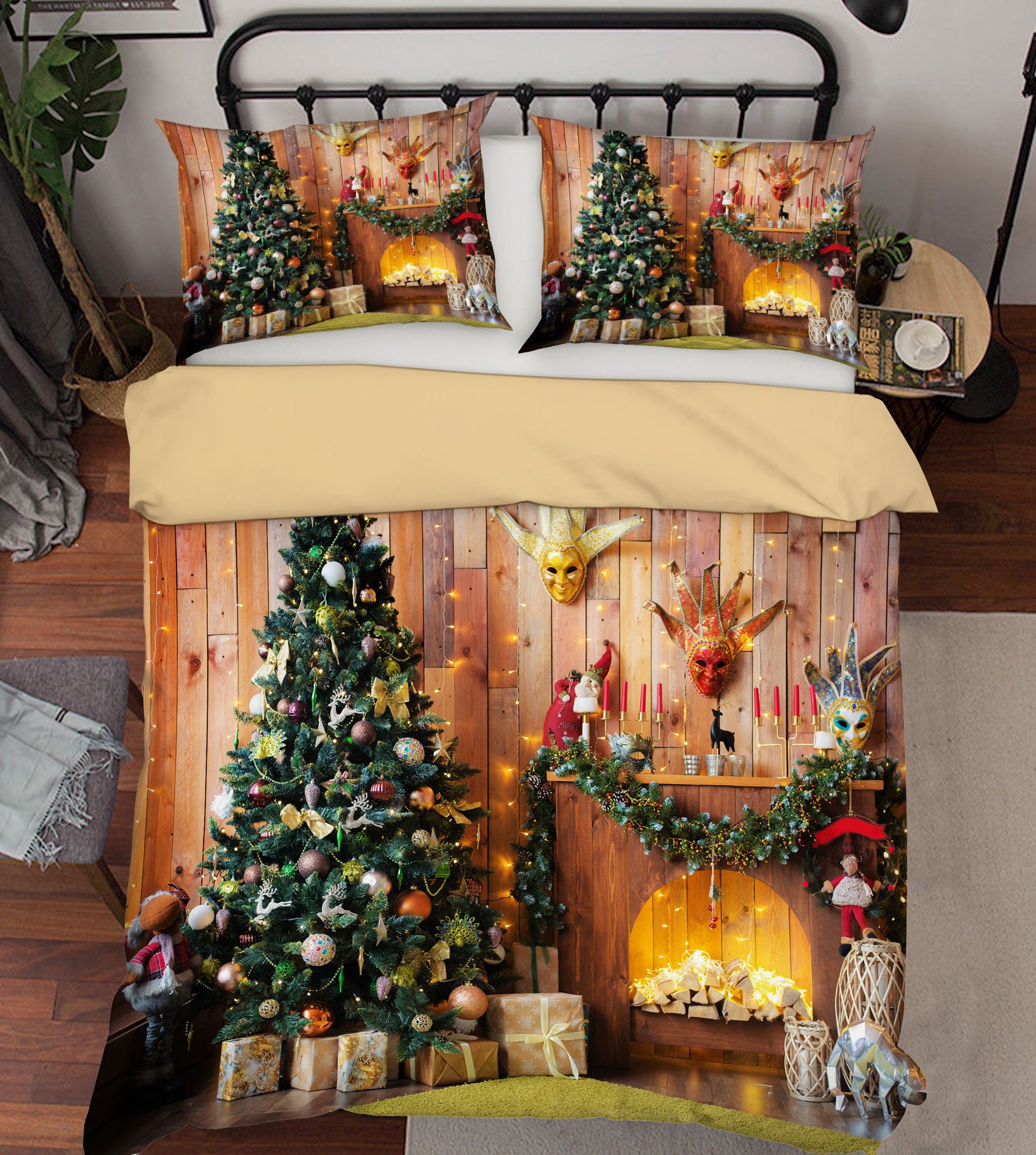 3D Tree Fireplace 51026 Christmas Quilt Duvet Cover Xmas Bed Pillowcases