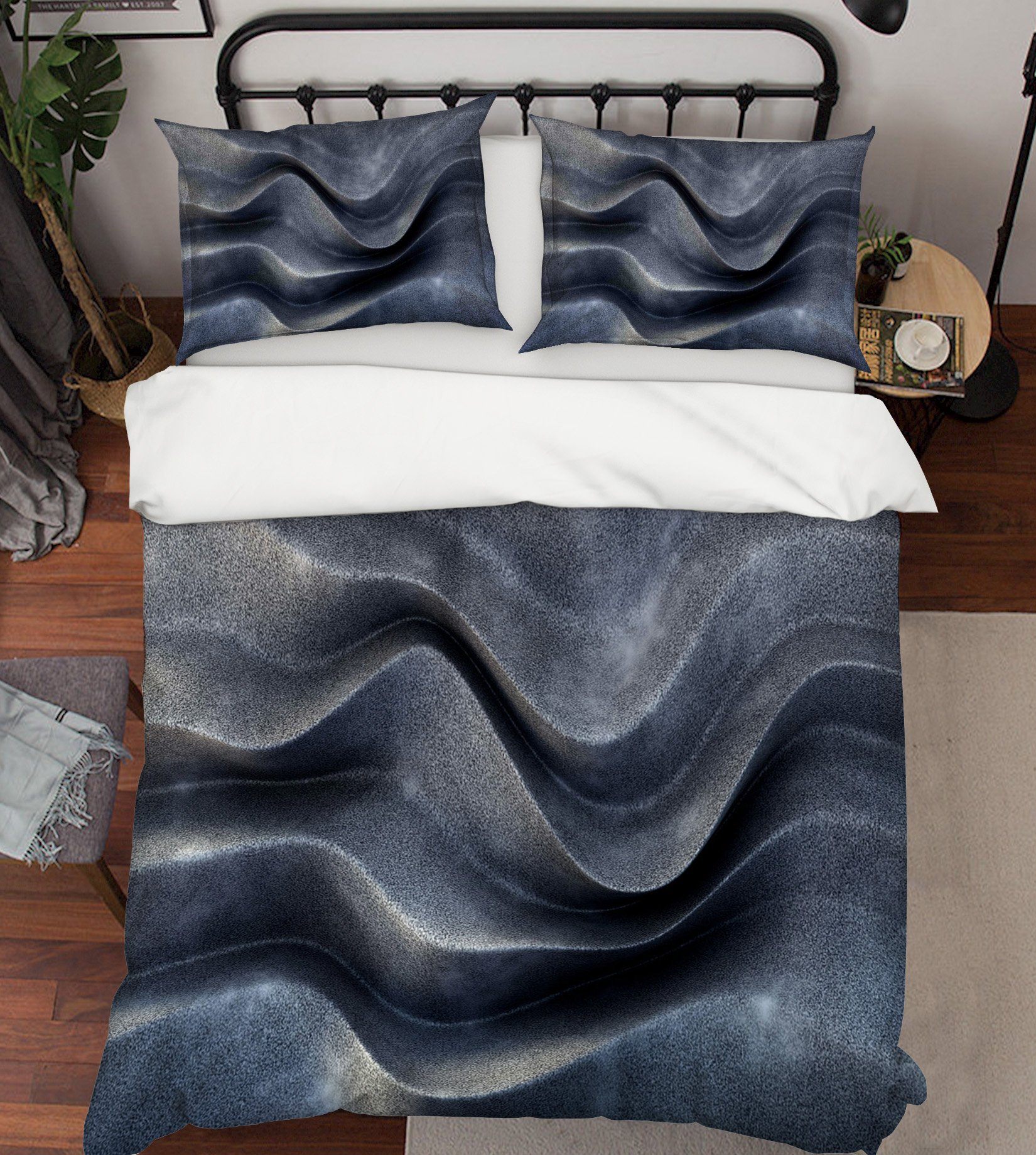 3D Black Bottom Wave 047 Bed Pillowcases Quilt Wallpaper AJ Wallpaper