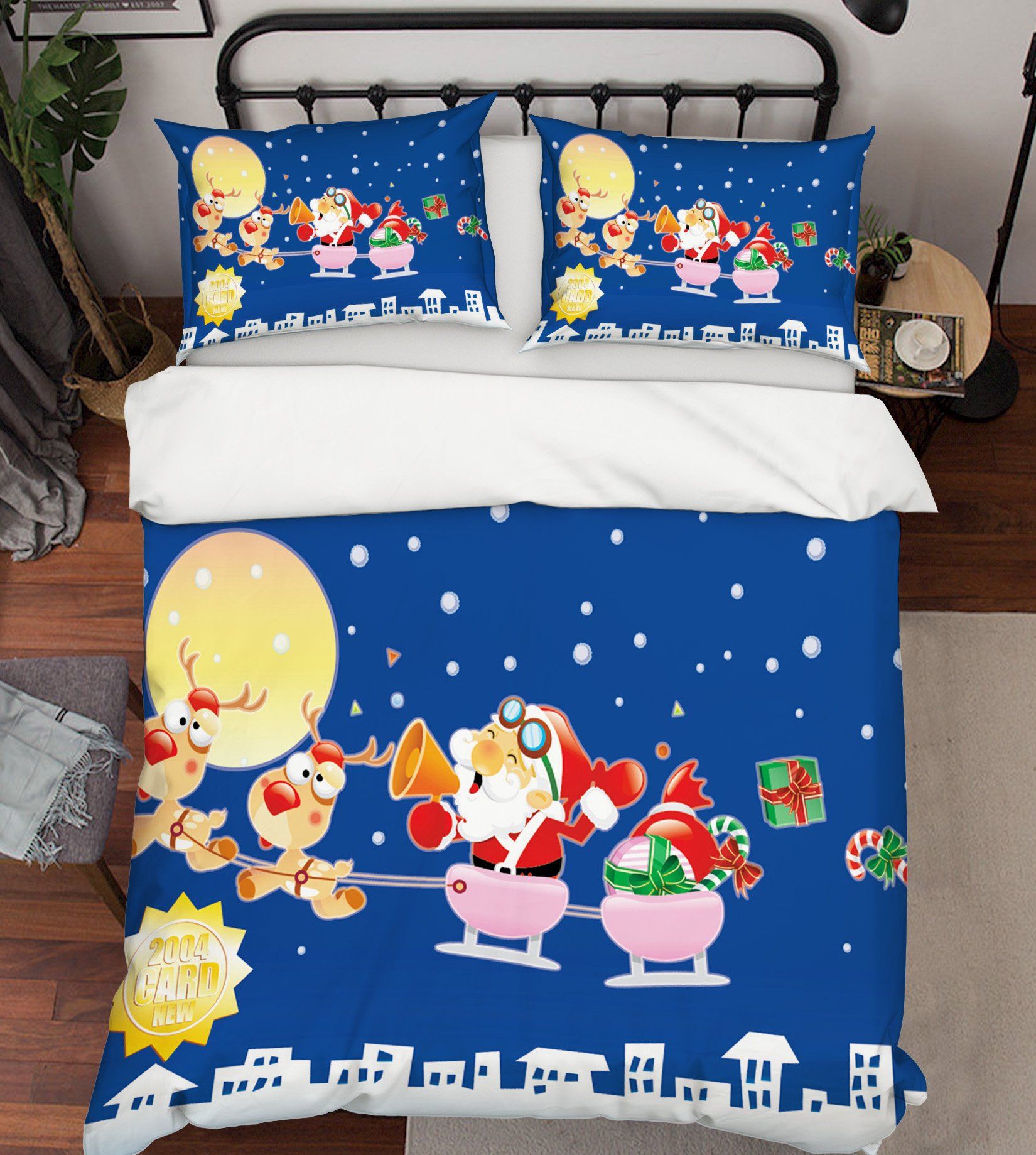 3D Christmas Cartoon Flying 21 Bed Pillowcases Quilt Quiet Covers AJ Creativity Home