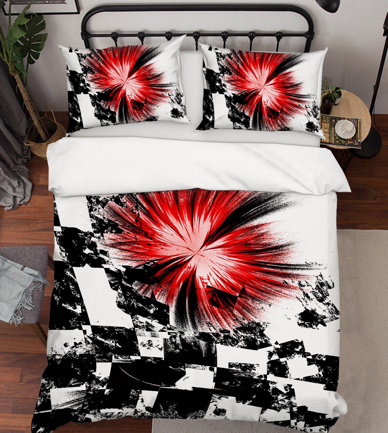 3D Black White Grid 12179 Bed Pillowcases Quilt