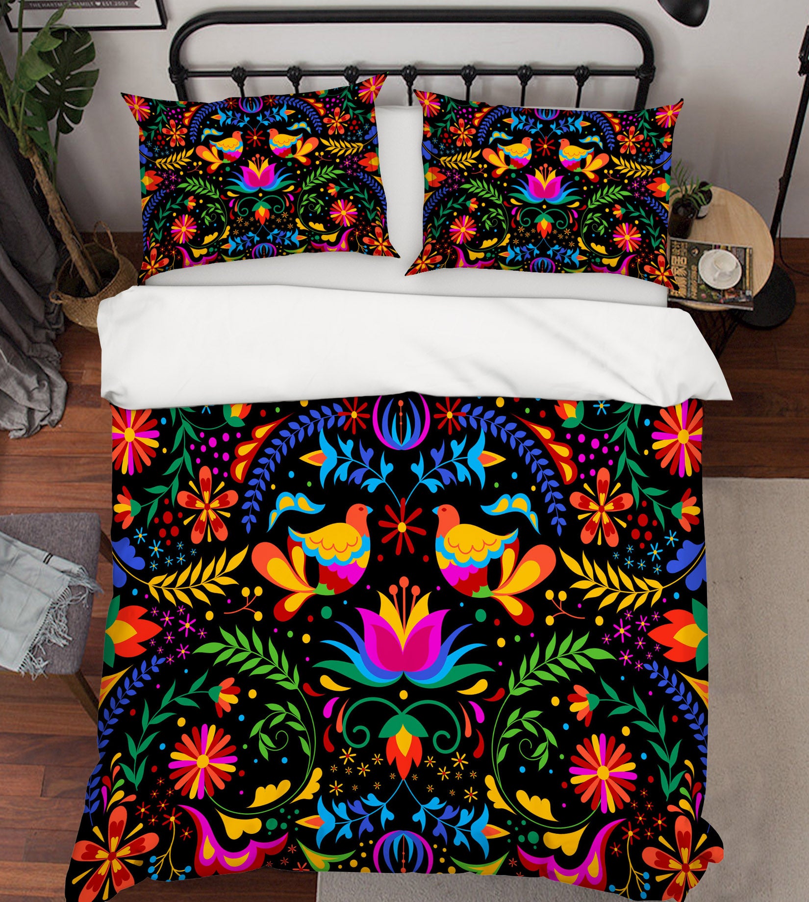 3D Color Bird Flowers 60188 Bed Pillowcases Quilt