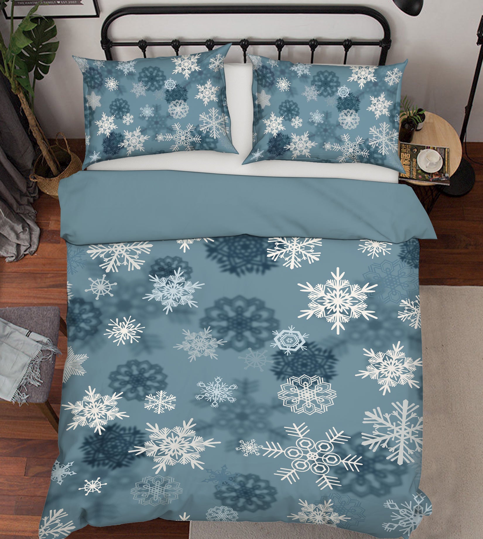 3D Snowflake 14021 Bed Pillowcases Quilt