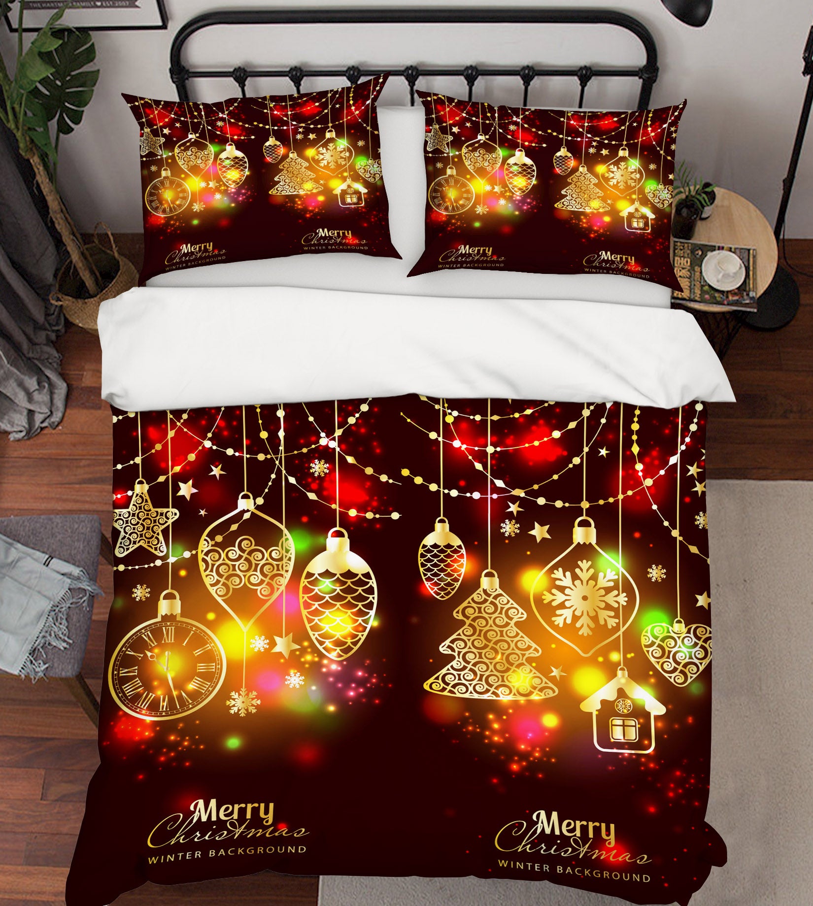 3D String Lights 51095 Christmas Quilt Duvet Cover Xmas Bed Pillowcases