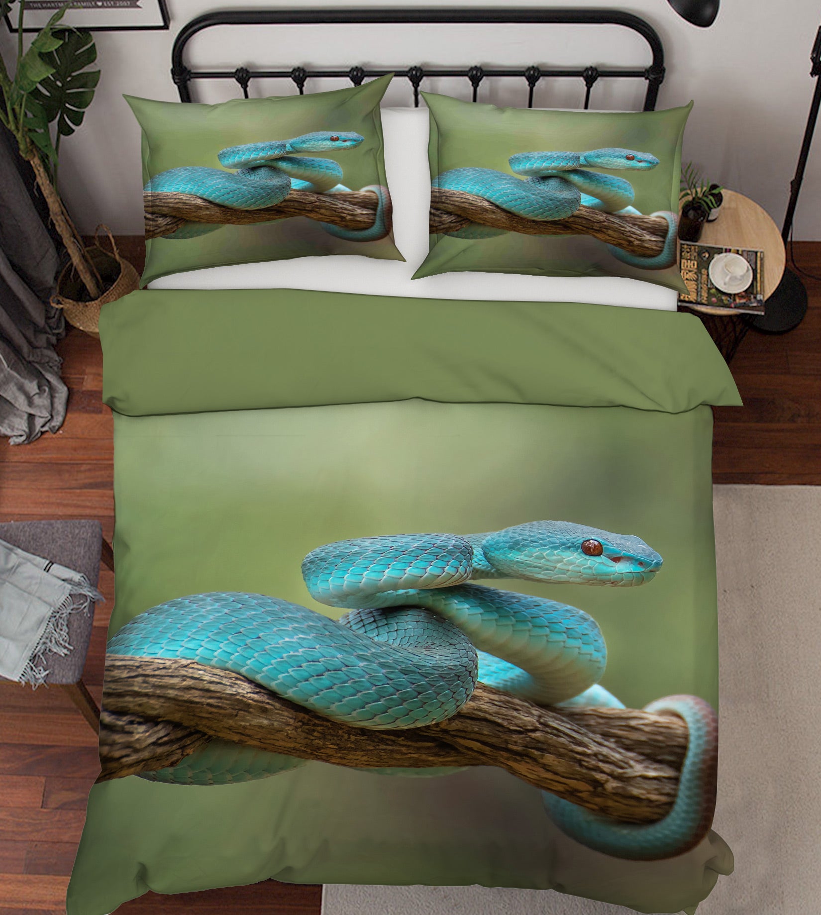 3D Blue Snake 59225 Bed Pillowcases Quilt