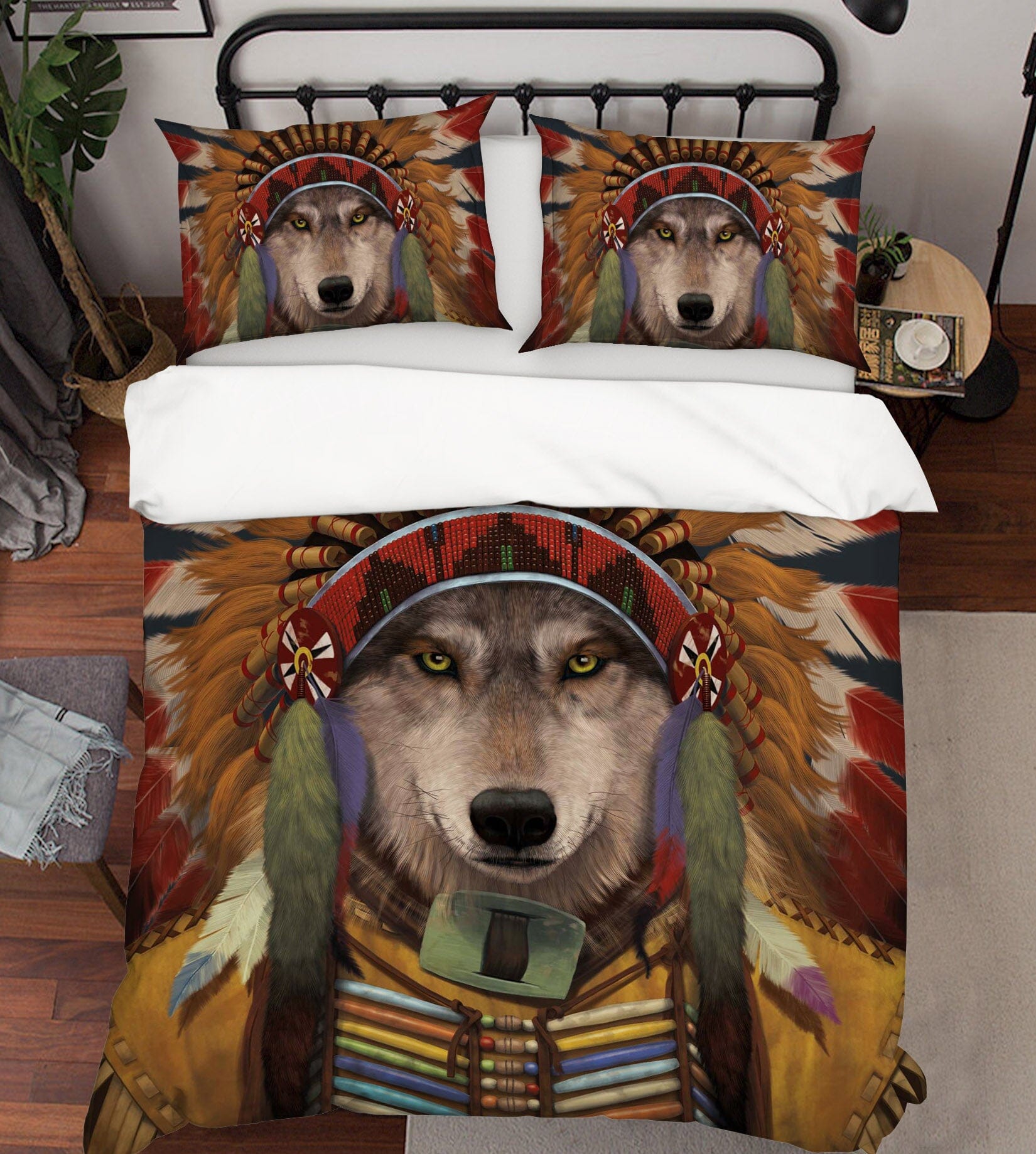 3D Wolf Spirit Chief 103 Bed Pillowcases Quilt Exclusive Designer Vincent Quiet Covers AJ Creativity Home