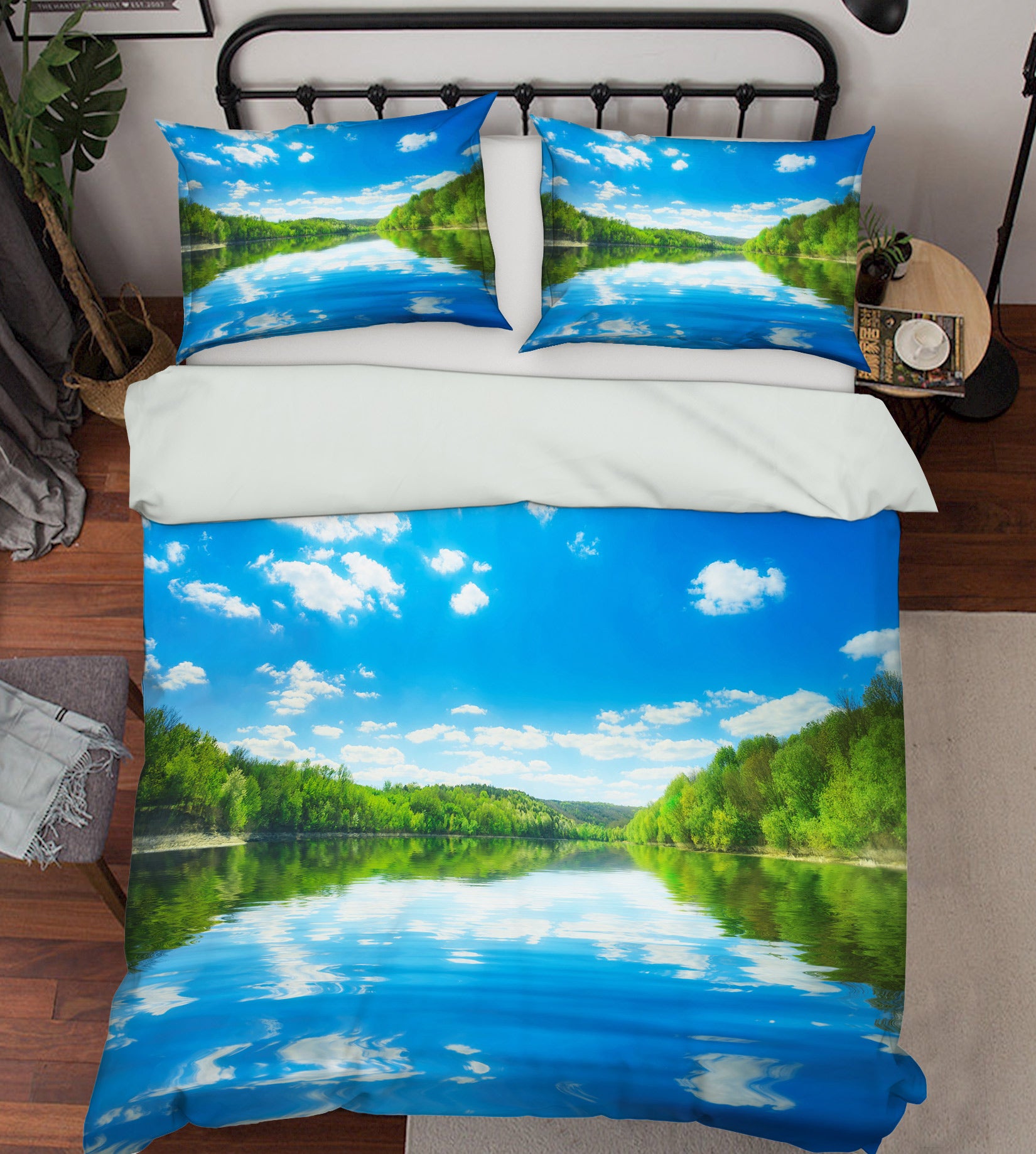 3D Sky Forest Reflection 59150 Bed Pillowcases Quilt