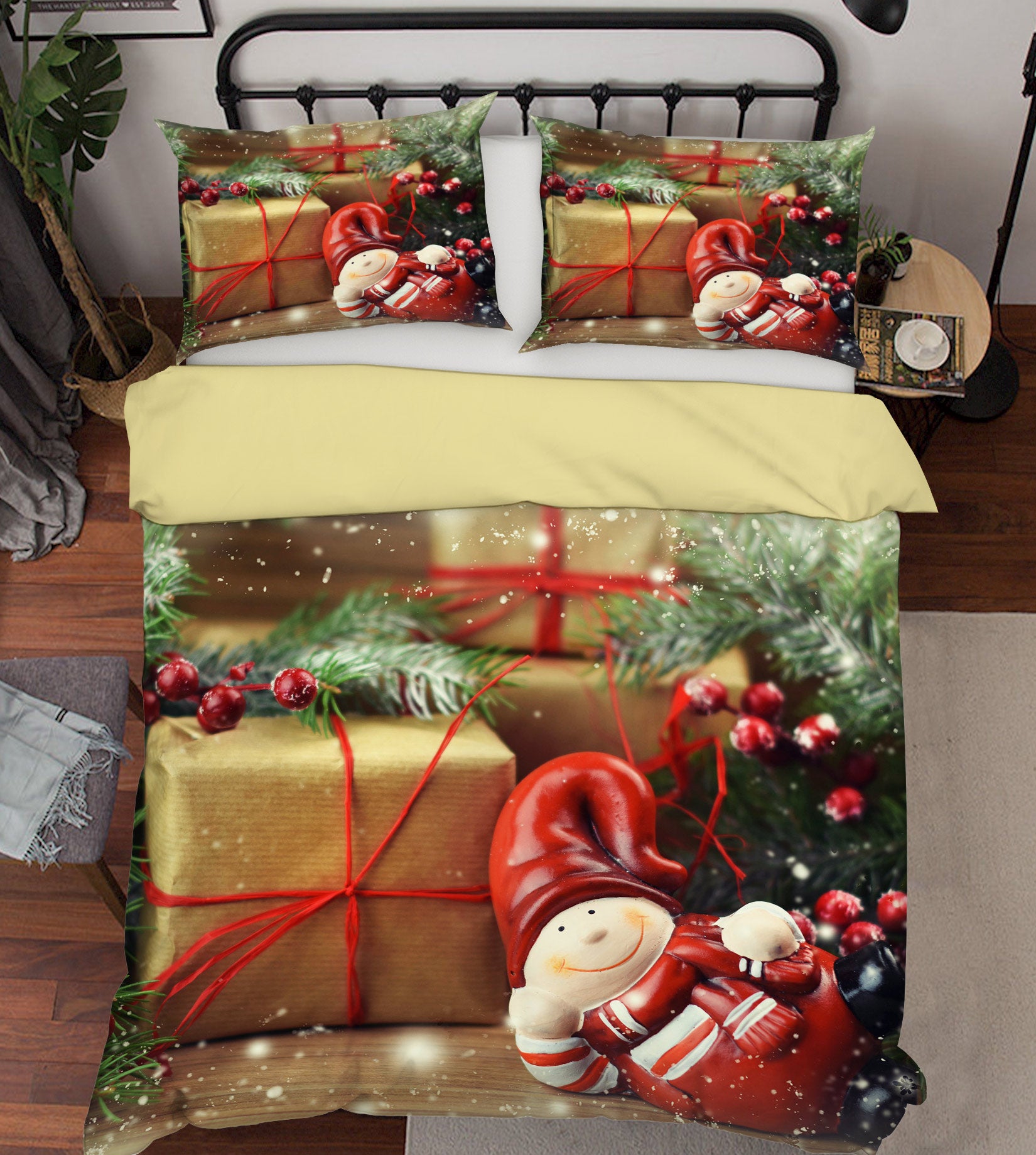 3D Gift Snowman Doll 50040 Christmas Quilt Duvet Cover Xmas Bed Pillowcases