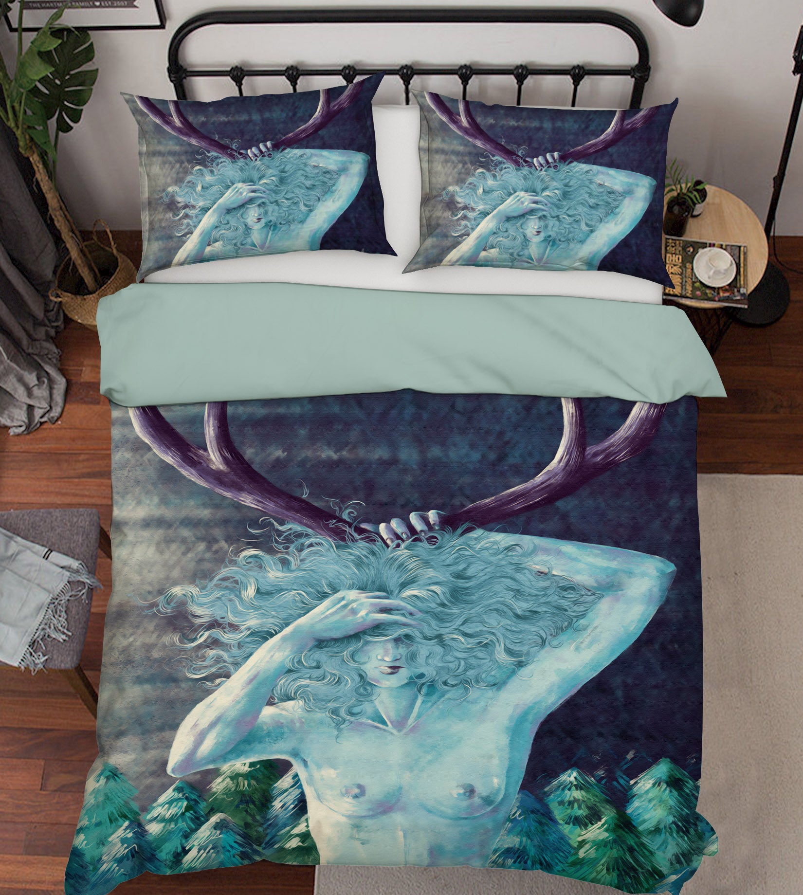 3D Blue Long Haired Man 12132 Bed Pillowcases Quilt