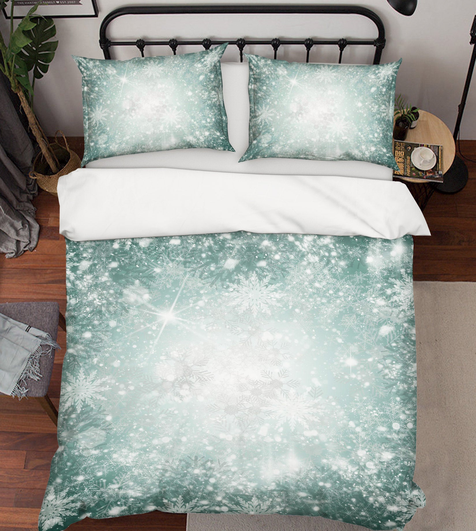 3D Snowflake 13174 Bed Pillowcases Quilt