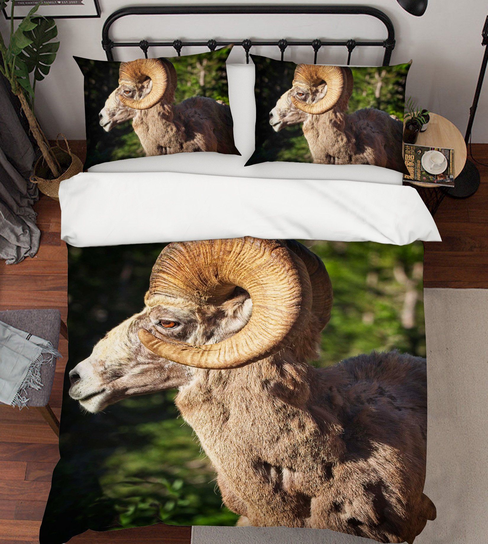 3D Bighorn Ram 2105 Kathy Barefield Bedding Bed Pillowcases Quilt Quiet Covers AJ Creativity Home