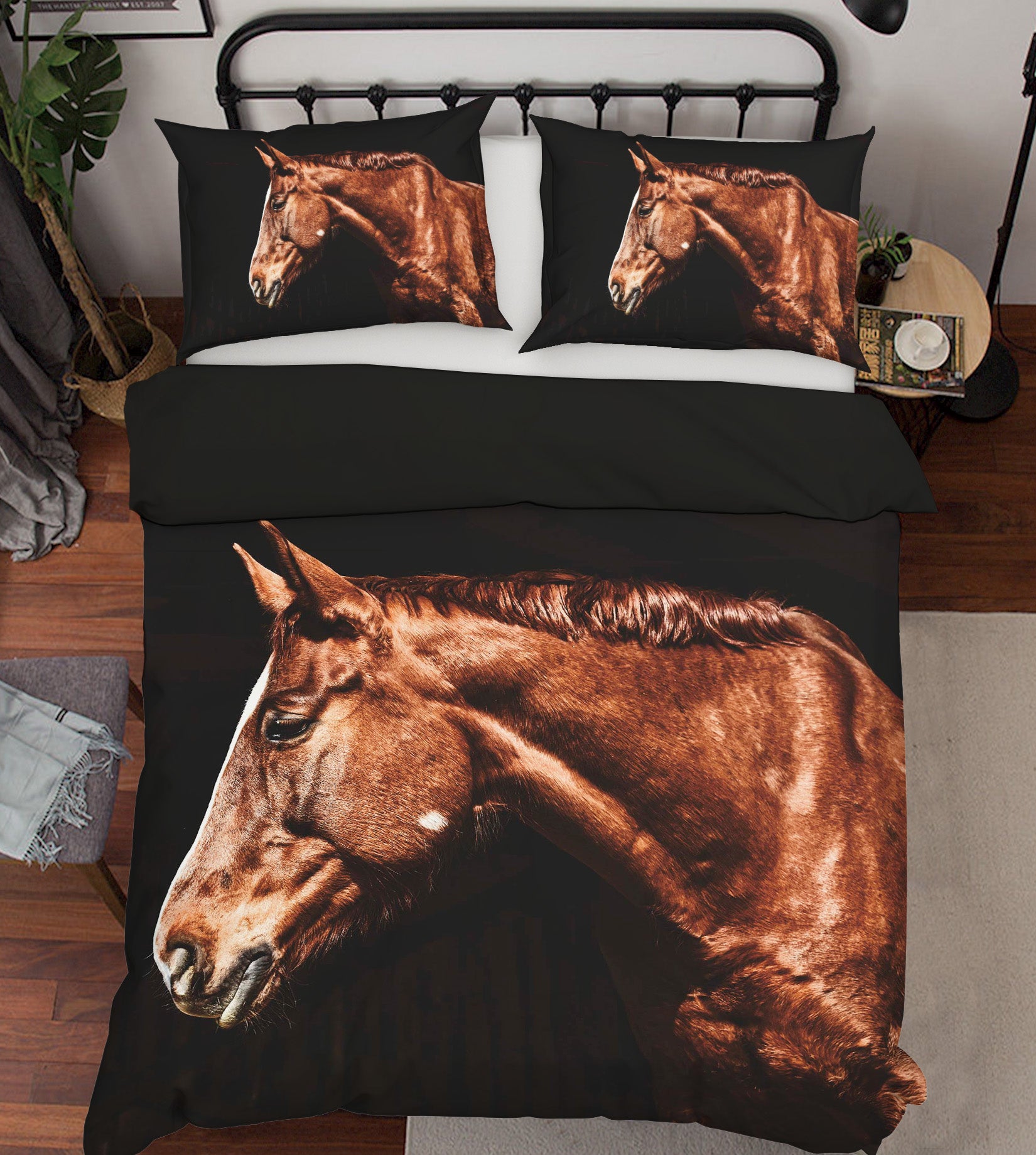 3D Red Horse Head 064 Bed Pillowcases Quilt