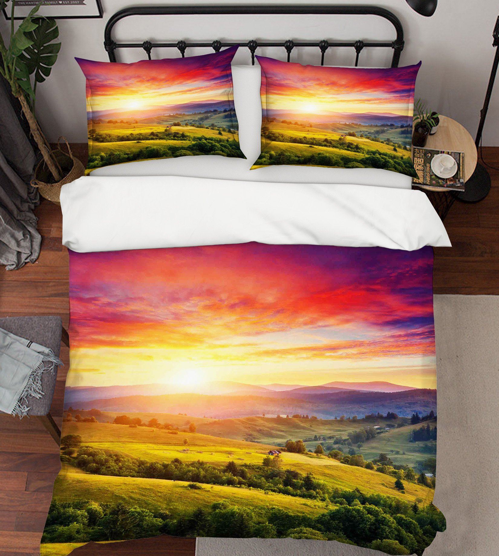 3D Sunset Field 016 Bed Pillowcases Quilt Wallpaper AJ Wallpaper
