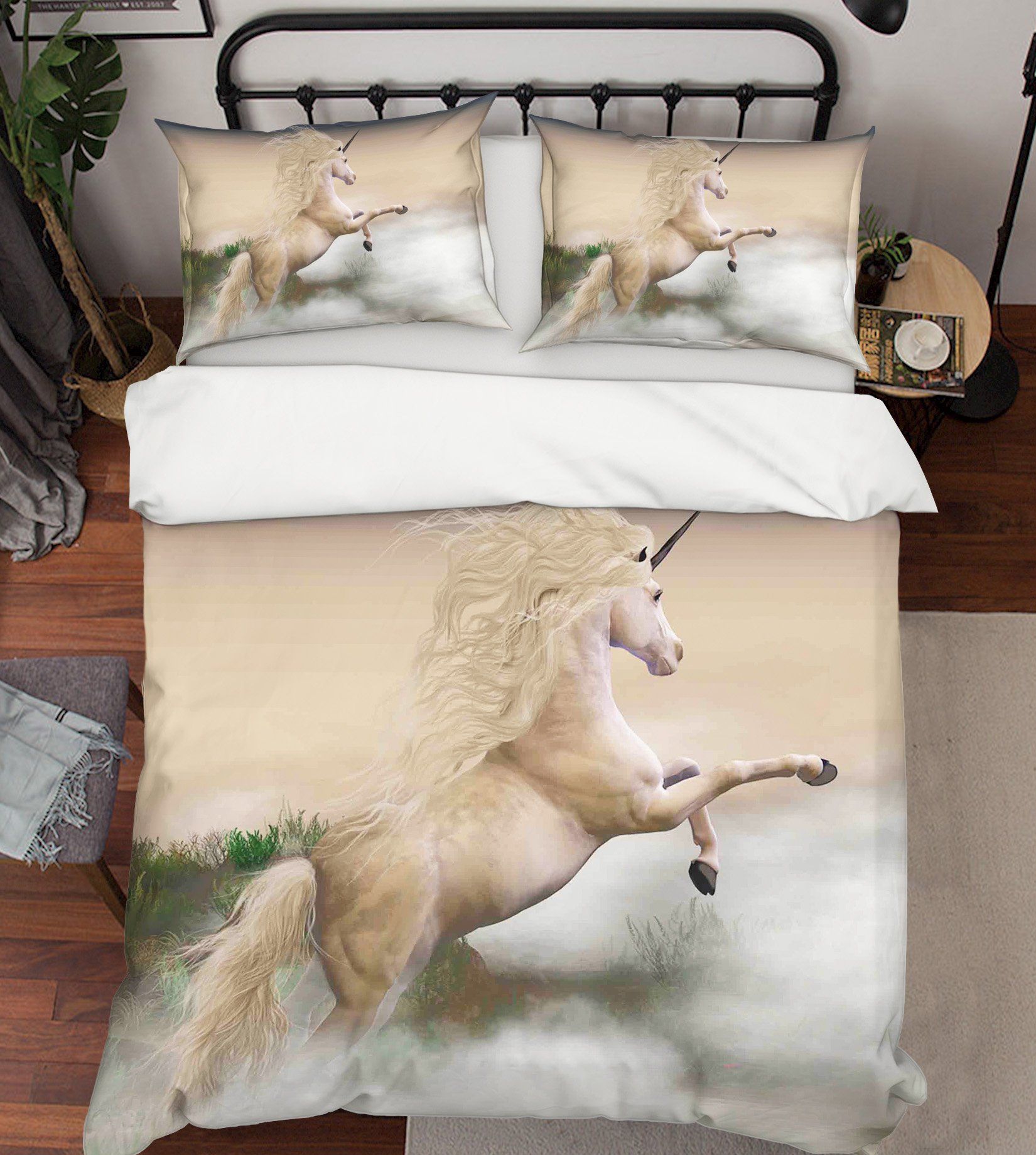 3D White Fog Unicorn 053 Bed Pillowcases Quilt Wallpaper AJ Wallpaper