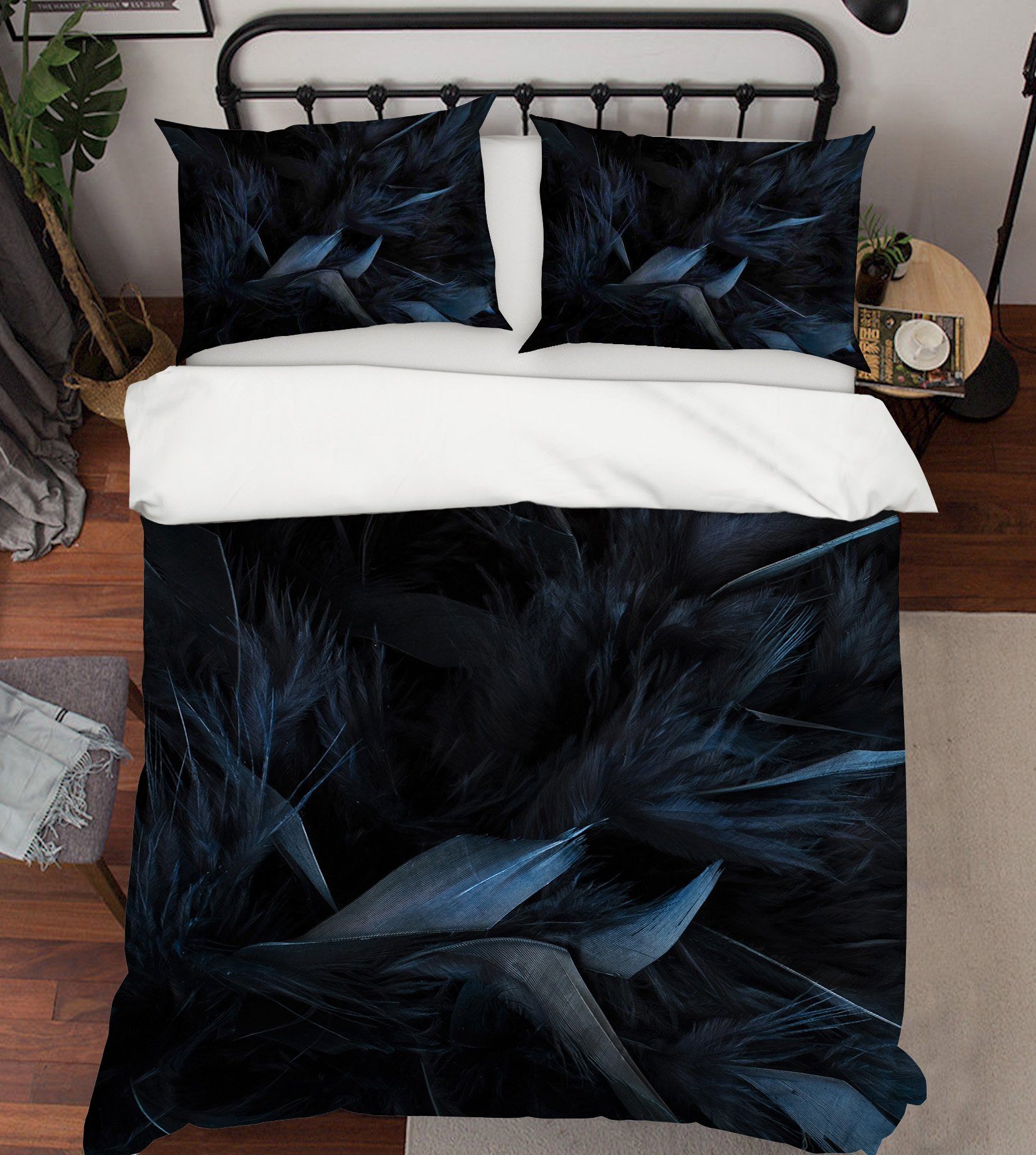 3D Black Fluff 005 Bed Pillowcases Quilt Wallpaper AJ Wallpaper