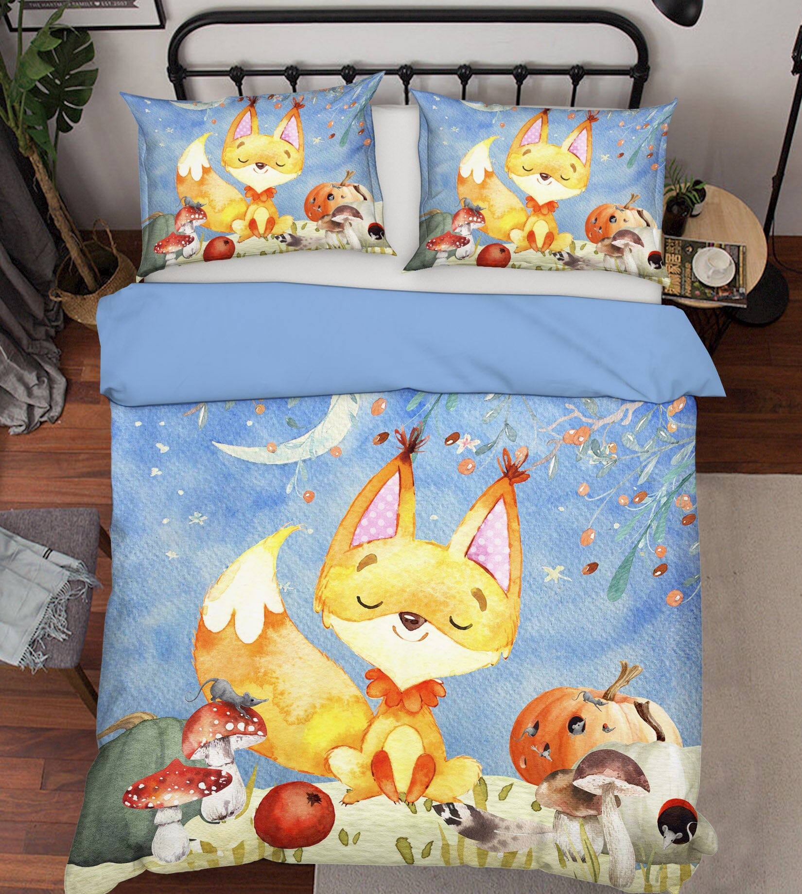 3D Fox Mushroom 249 Uta Naumann Bedding Bed Pillowcases Quilt Quiet Covers AJ Creativity Home