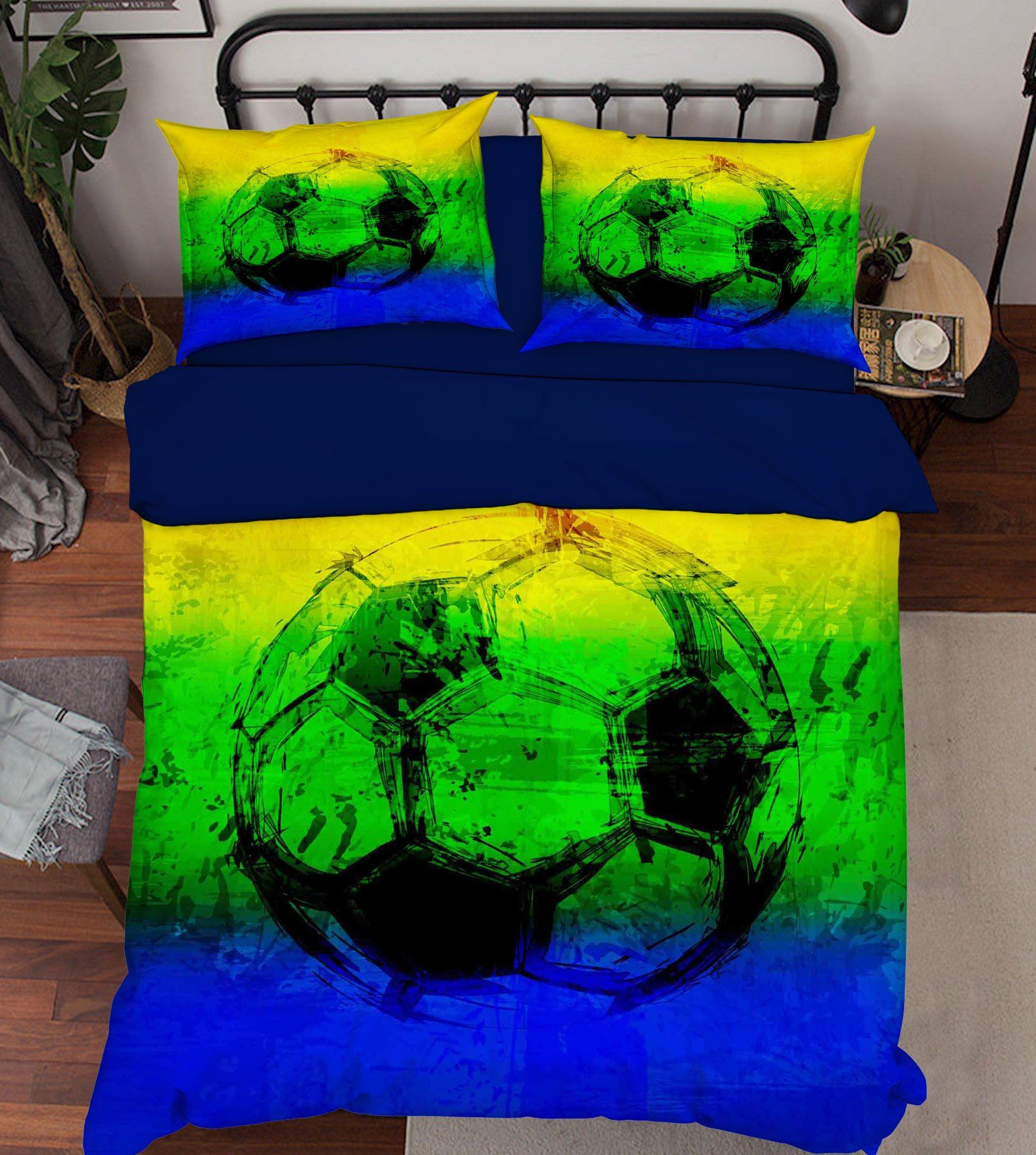 3D Invisible Football 123 Bed Pillowcases Quilt Wallpaper AJ Wallpaper
