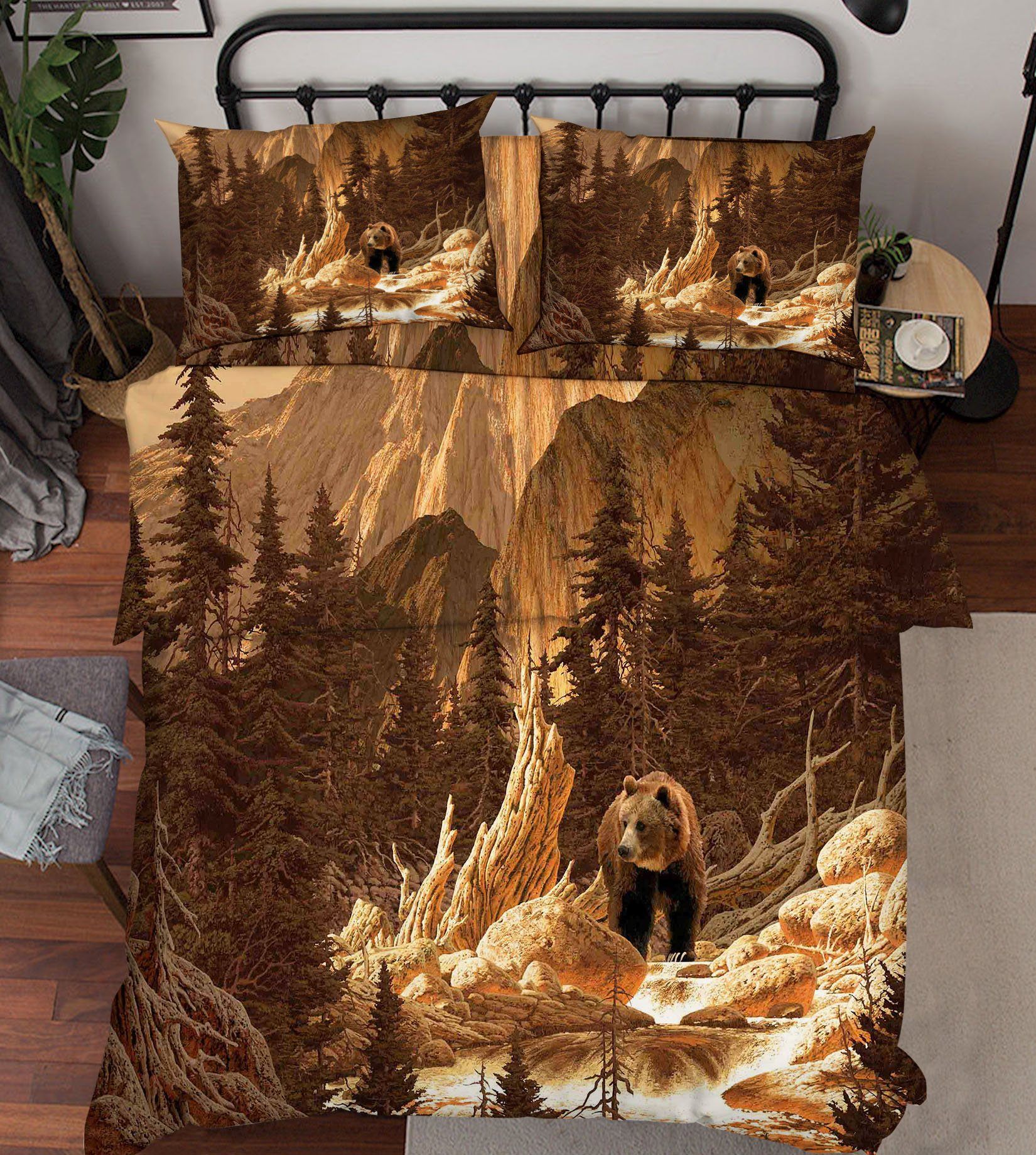 3D Mountain Bear 104 Bed Pillowcases Quilt Wallpaper AJ Wallpaper